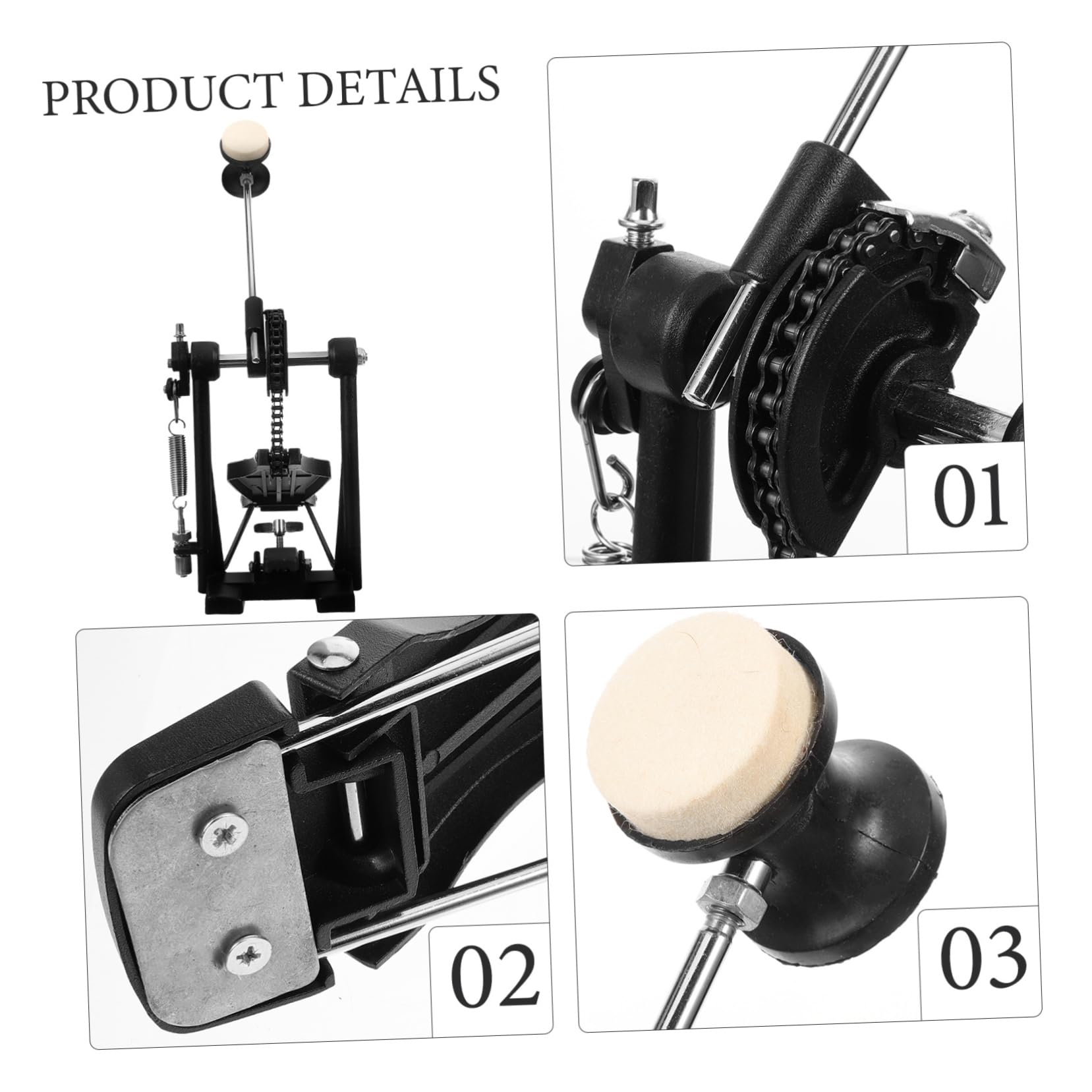 Pedale e Base Allargata in Lega di Alluminio Design Antiscivolo Molla Regolabile per Cassa per Tecnica di Pedalata Jazz e Batteria Elettronica