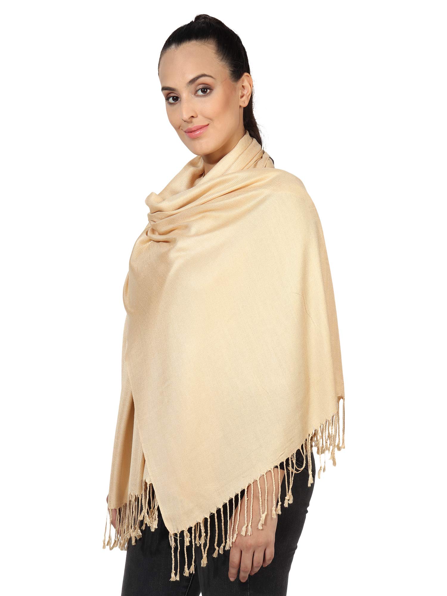 World of Shawls Pashmina Style All Seasons Handcrafted Wrap Shawl Stole Scarf (Gold)