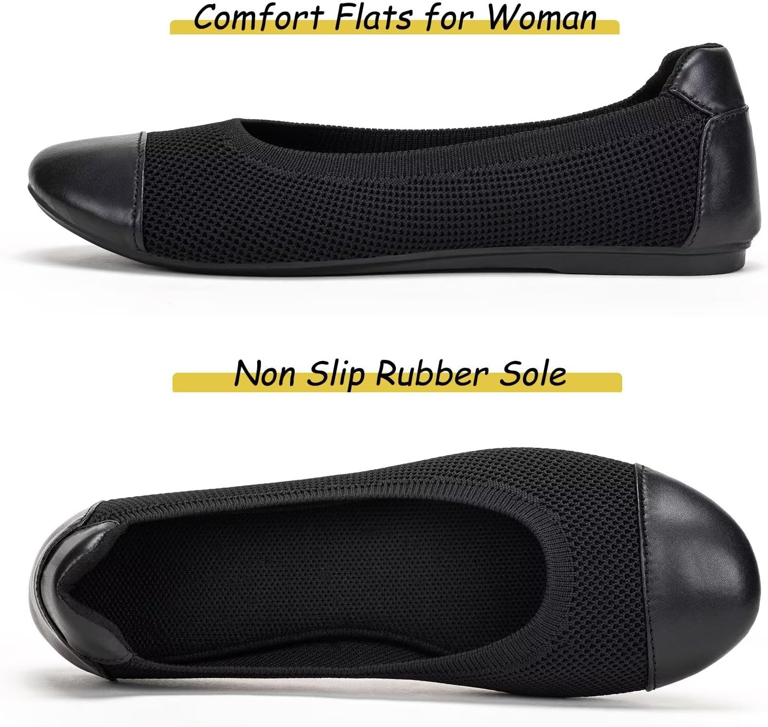 Frank Mully Women's Ballet Flats Round Toe Walking Flats Slip On Work Shoes Knitted Flats Shoes for Woman Soft Lightweight - Image 6