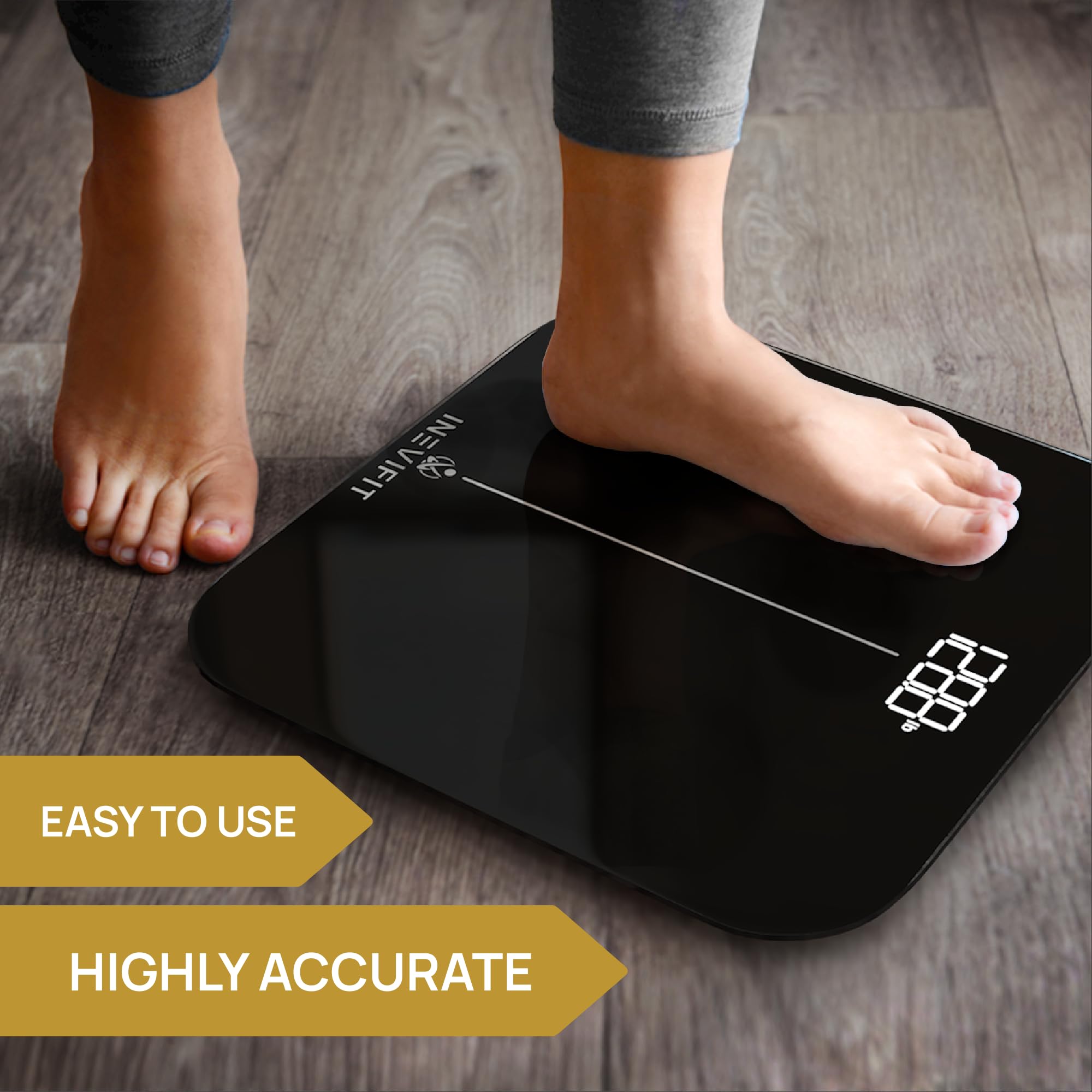 INEVIFIT Bilancia pesapersone, Bilancia pesapersone digitale, Misura peso per utenti multipli. nero Piattaforma grande 11 "X11"