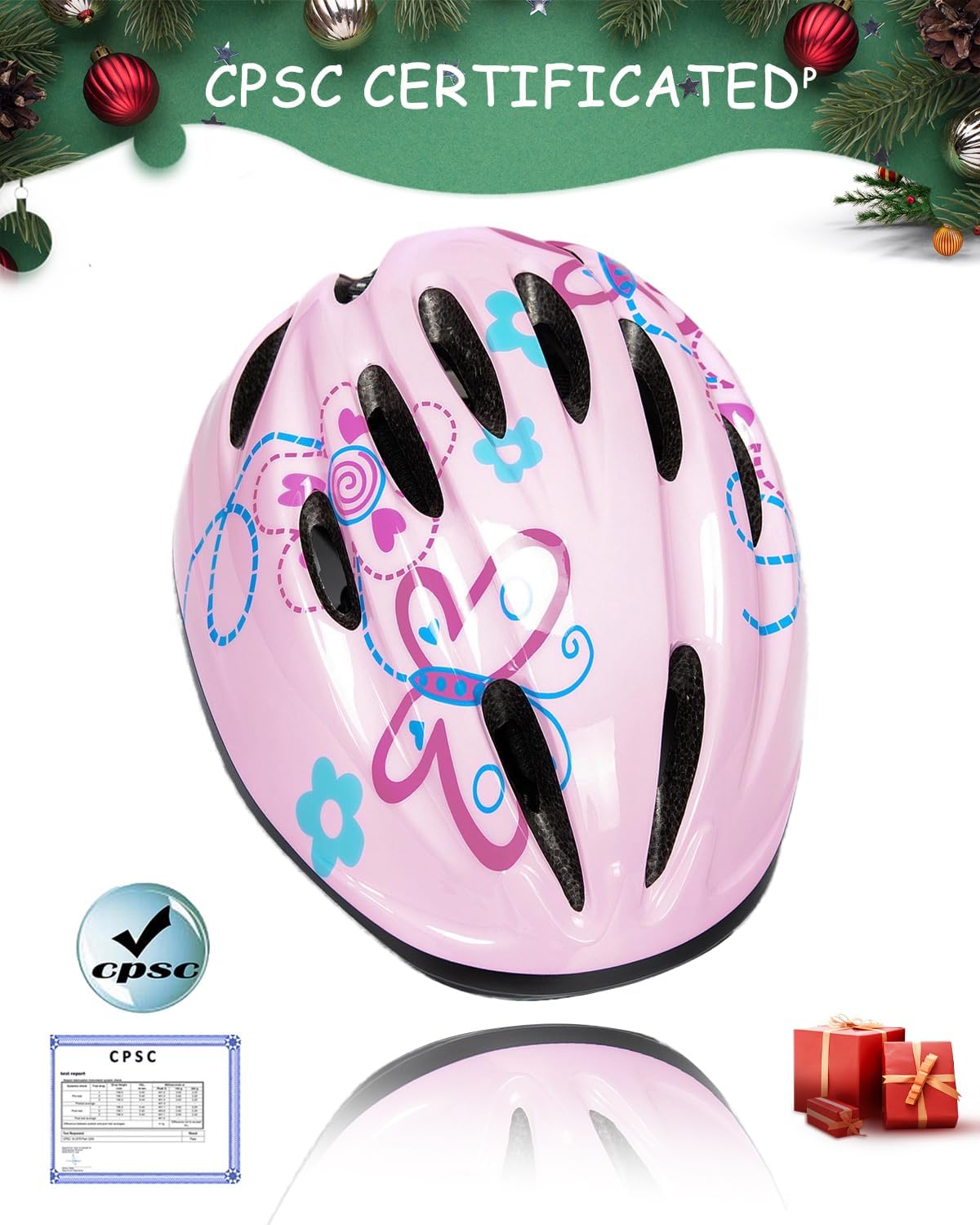 Girl Helmet for Bike,Kids Bike Pink Helmet for Girls Approximately Ages 3-10 Years Adjuastable and Multi-Sport, from Toddler to Kids CPSC Certicated