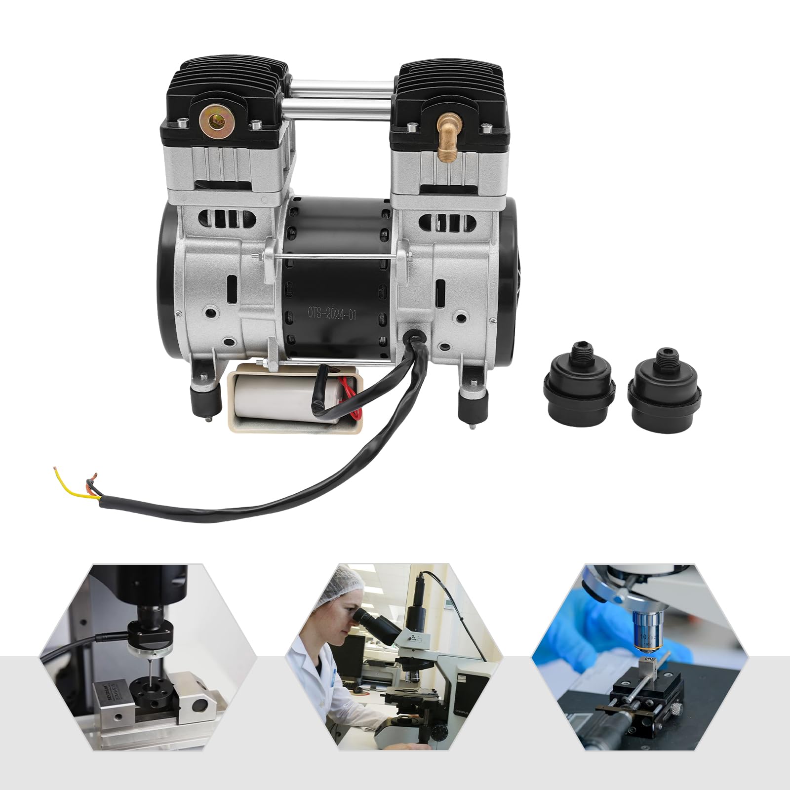 1500 W, motor sin aceite, compresor de aire comprimido, compresor de aire de 220 V, cabezal de bomba, con alambre de condensador 35 UF