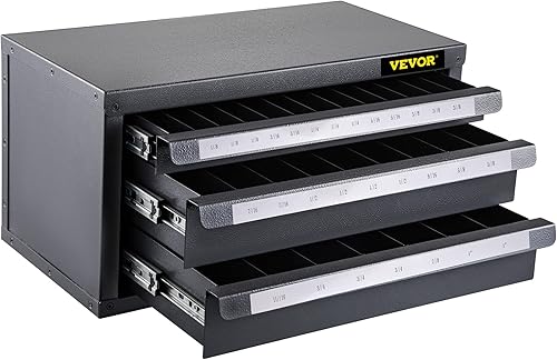 VEVOR Gabinete dispensador de brocas para fresadora de extremo, (18" a 1"), negro