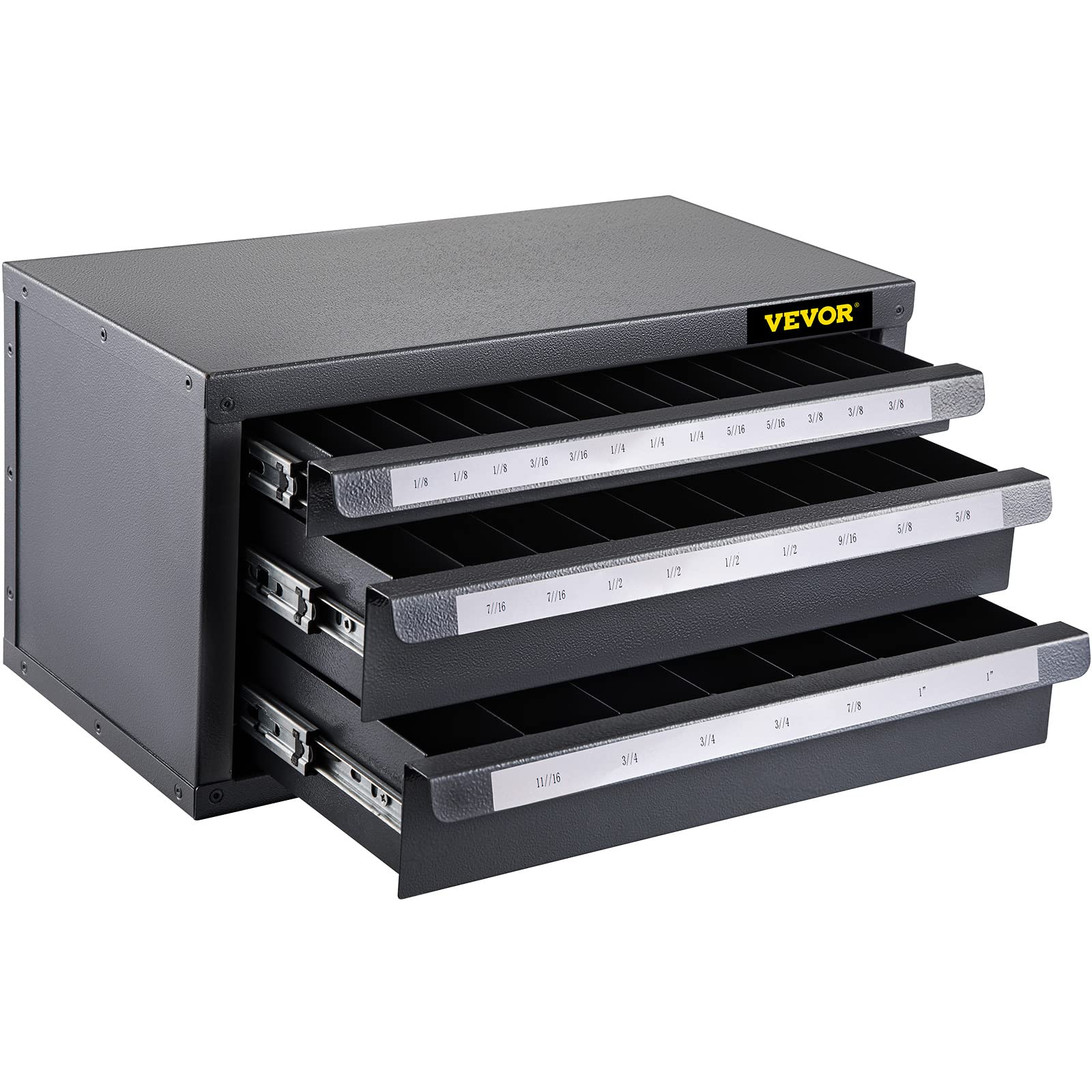View 1 of VEVOR End Mill Dispenser Cabinet, Three-Drawer End Mill Dispenser, End Mill Organizer Cabinet Cold Rolled Steel, End Mill Dispenser Organizer Cabinet Holder for Fractional Size from 1/8" to 1"