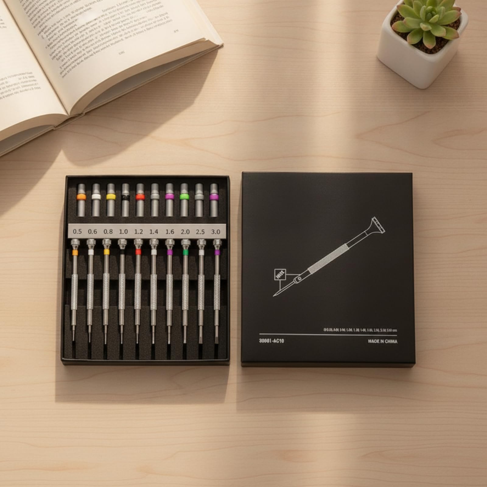 Colcolo Juego de Destornillador de Precisión Destornillador Relojero Gafas Electrónica Mini Tornillos Trabajo Eje Metálico Mango con Caja Ordenada Adecuado