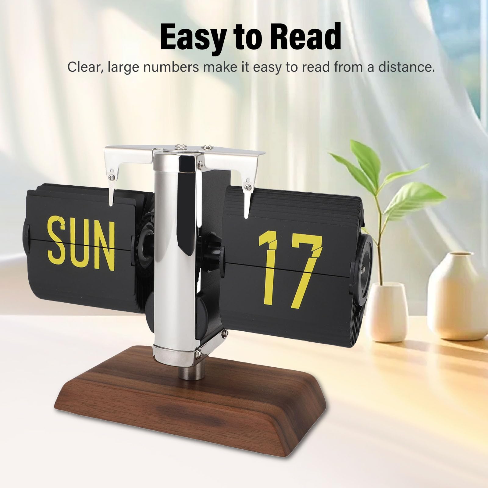 Ausla Orologio da Tavolo Retro a Grande Numero con Flip Automatico, Display Digitale con Batteria Integrata e Ricarica Intelligente, 12 Ore, per Decorazione di (Acciaio Inossidabile)