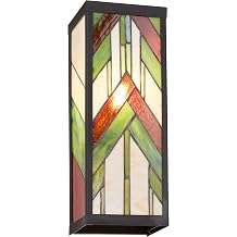 RIVER OF GOODS Art Deco Stained Glass تركيبات إضاءة خارجية - 16.25 "H - ضوء الشرفة الزخرفية - أخضر