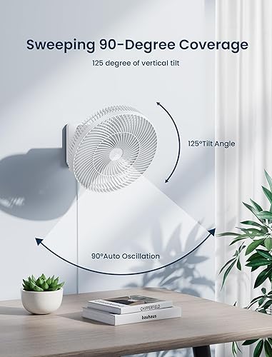 Miniatura 2 de Ventilador oscilante de pared de 12 pulgadas con control remoto y temporizador, ventilador compacto para dormitoriocaravana, 4 velocidades, rotación