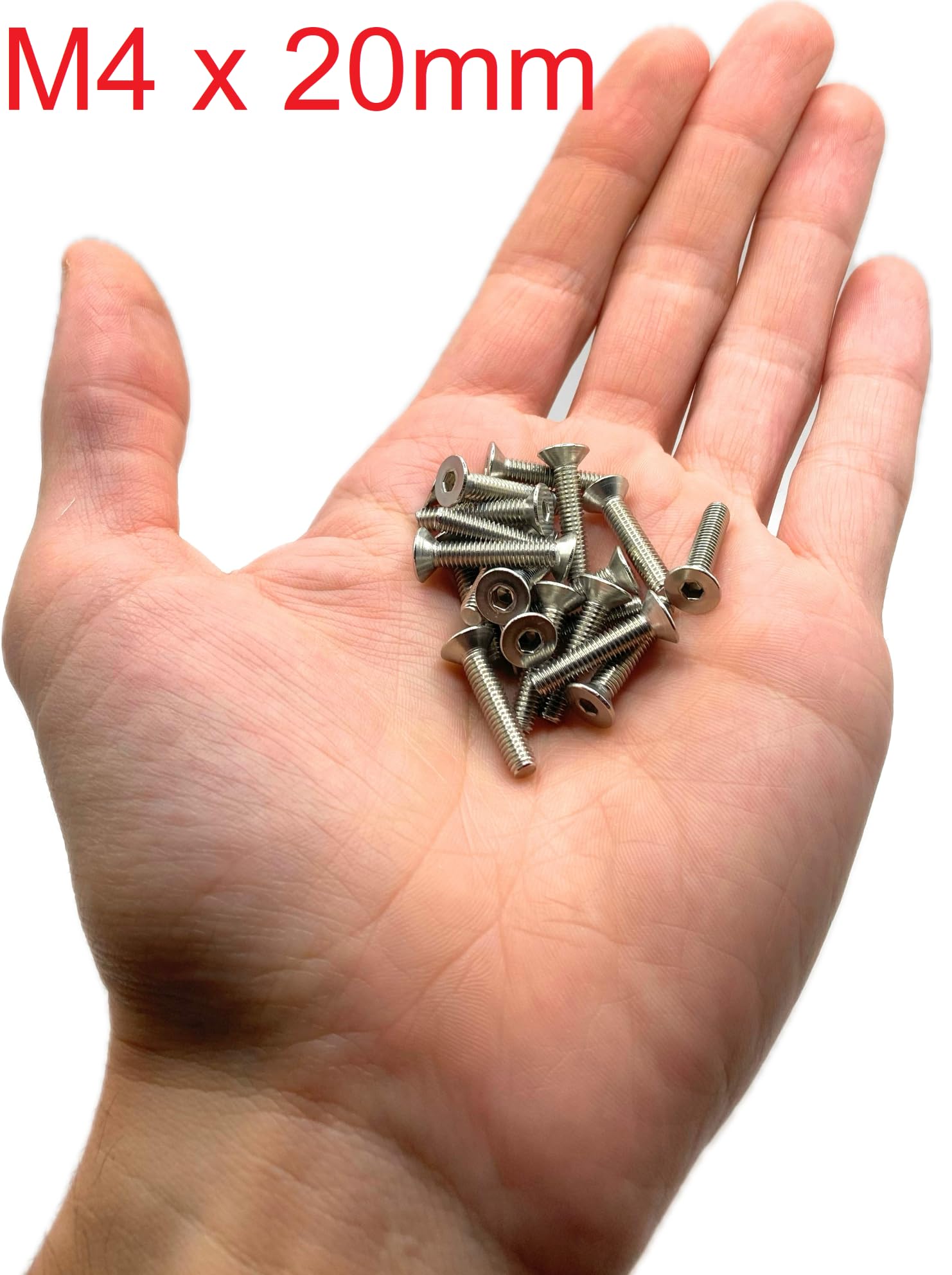 Screws M4 x 20 mm, countersunk head BTR made of A2 stainless steel, diameter 4 x 20 mm, M4 x 20 mm, FHC hexagon socket screws (Allen key) ISO 10642/DIN 7991, screws stainless steel A2 (V2A/304): pack - Image 2