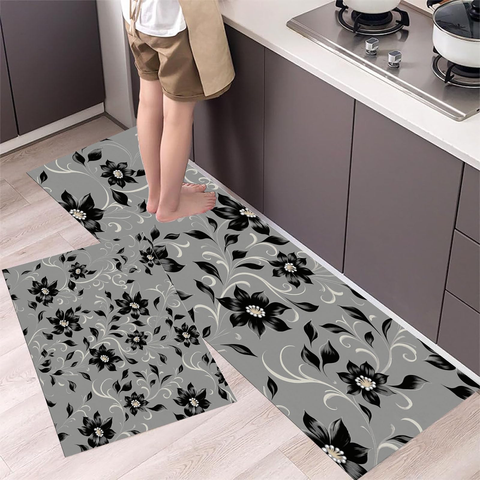 Alfombra de cocina antideslizante, juego de alfombras lavables de 40x60 y 40x120 cm