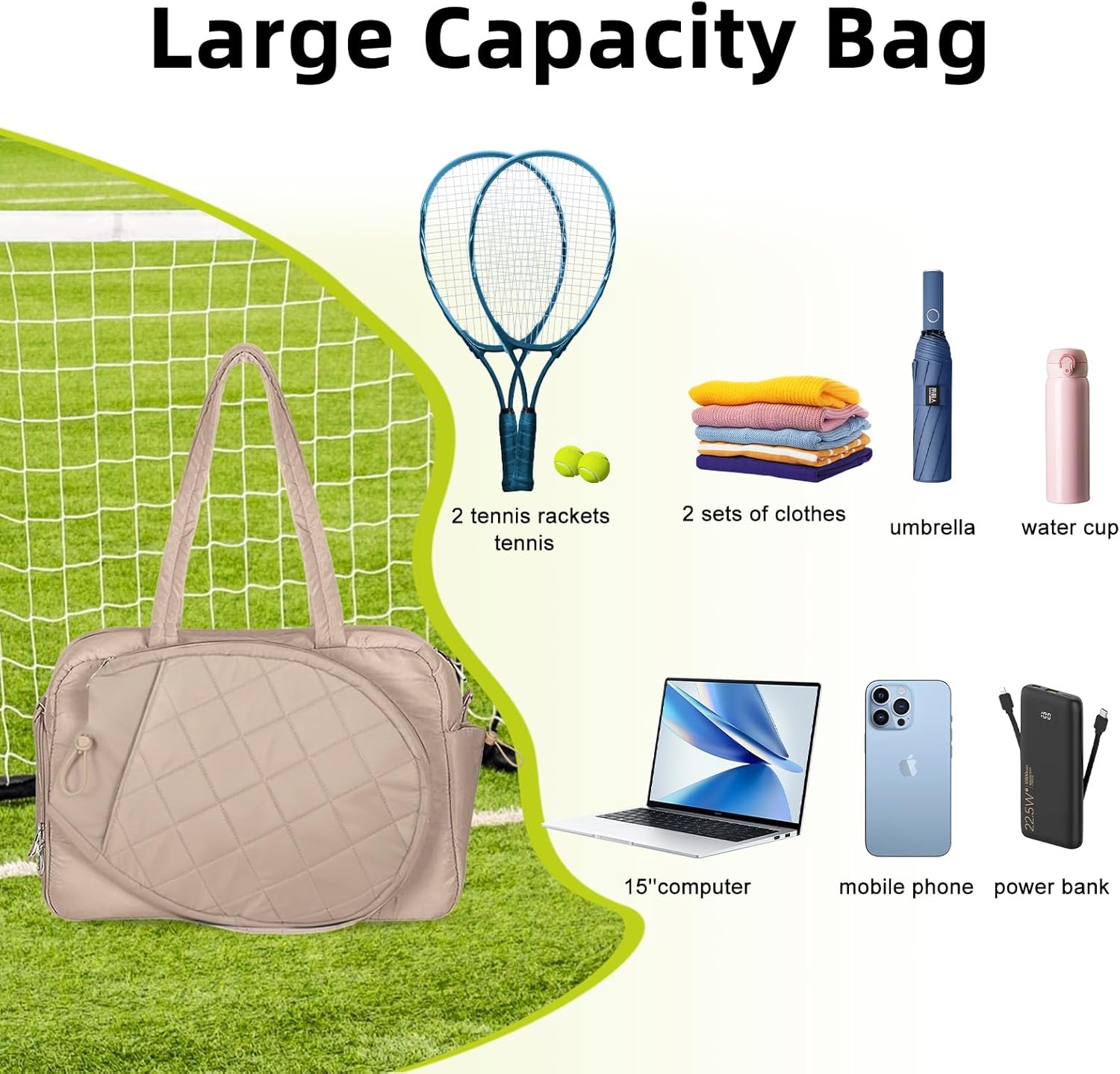 YEEGO DIRECT Tennis Bags for Women, Tennis Backpack Pickleball Racket Bags,Water-Resistant Sling Tote Padel Bag for Pickleball Tennis Badminton, Cute Gifts for Women Girl Kids, Duffle Bag Gym Travel - Image 7