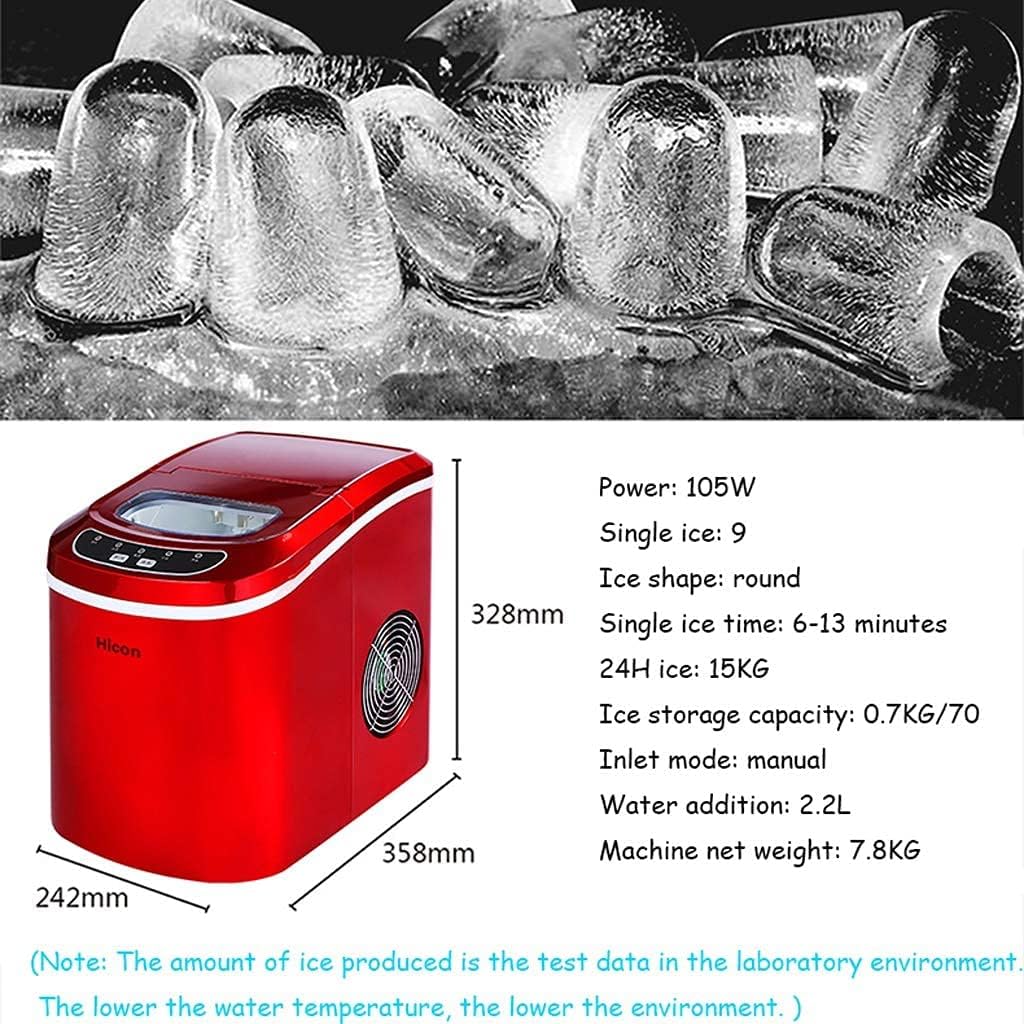 Countertop Ice Maker, Portable Ice Maker Makes 33 Pounds Per 24 Hours, Ice Cubes Ready in 6-13 Minutes, Ice Scoop & Bullet Type Round Ice (Red) (Blue) (Blue)
