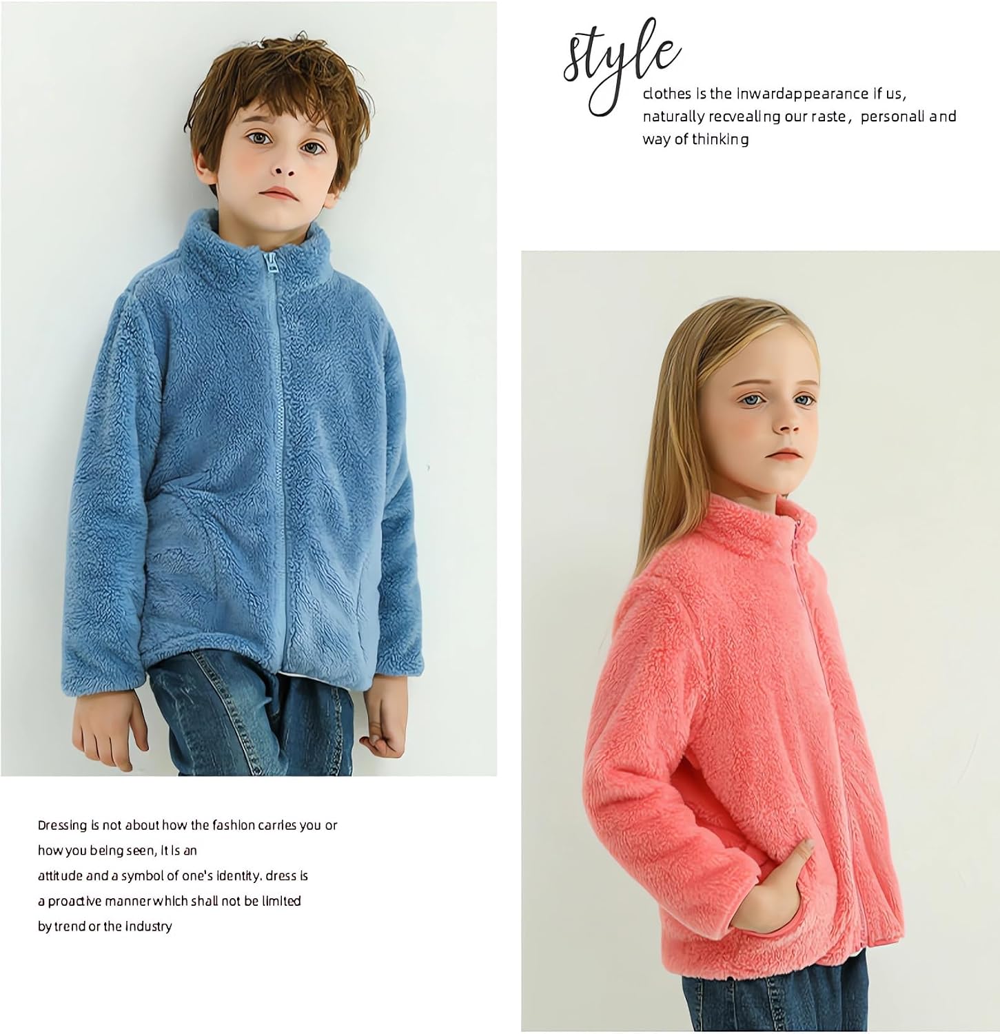 CECORC Mommy and Me Fleece Jacket for Boys and Girls, Soft & Cozy Full-Zip Flannel Coat, Winter Warm Stand-Collar Outerwear