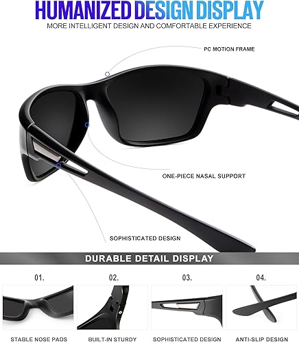 Miniatura 9 de KALIYADI Gafas de sol polarizadas para hombre, gafas de sol deportivas para conducir, ciclismo, pesca, con protección UV