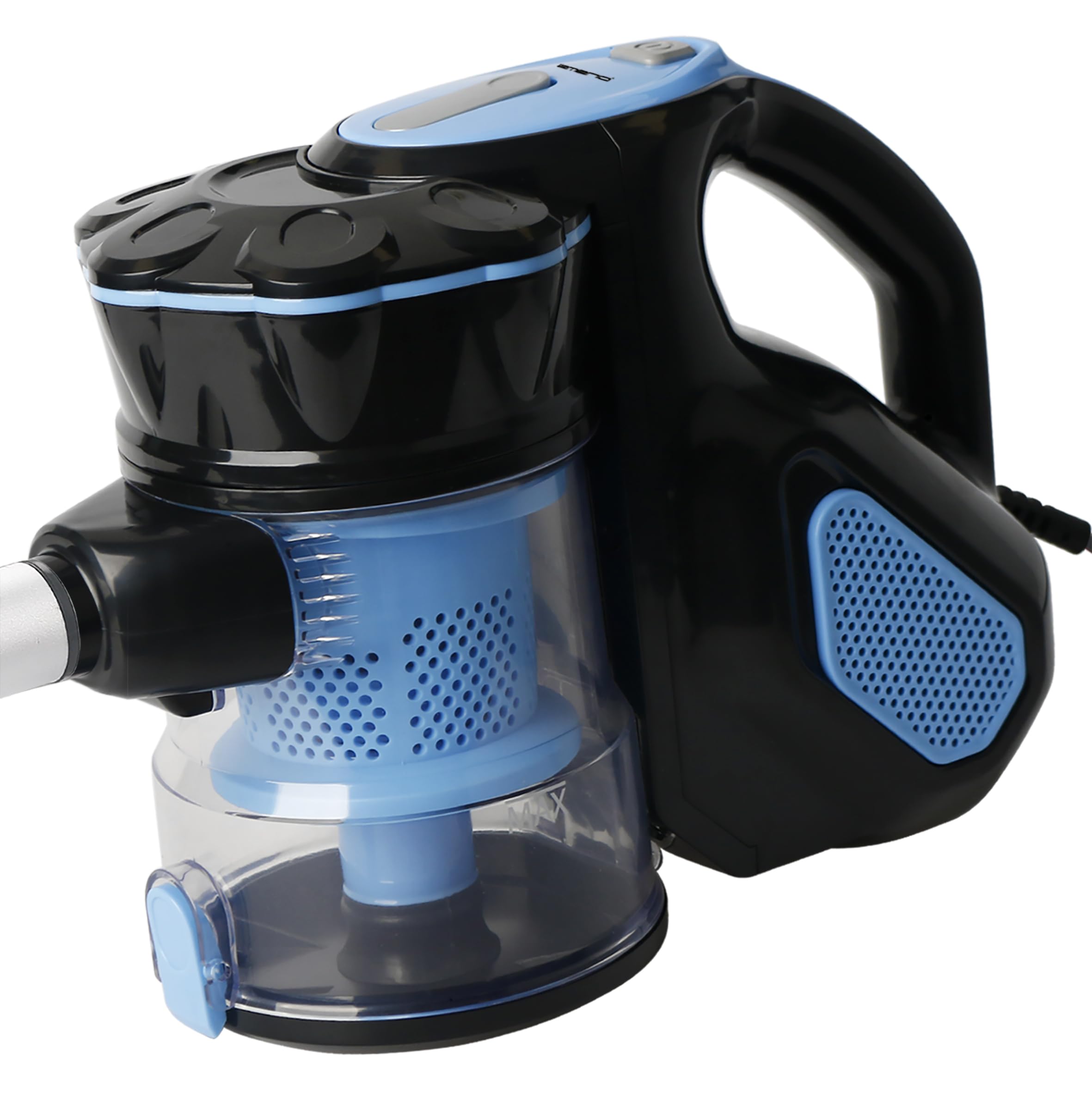 Emerio Staubsauger Zyklon 2in1 Hand- & Bodensauger mit starken 600 Watt, HEPA Filter, kraftvoller 17.000 Pa Saugkraft, 5m Kabellänge und verstellbares Teleskoprohr aus Edelstahl | UVE-123109