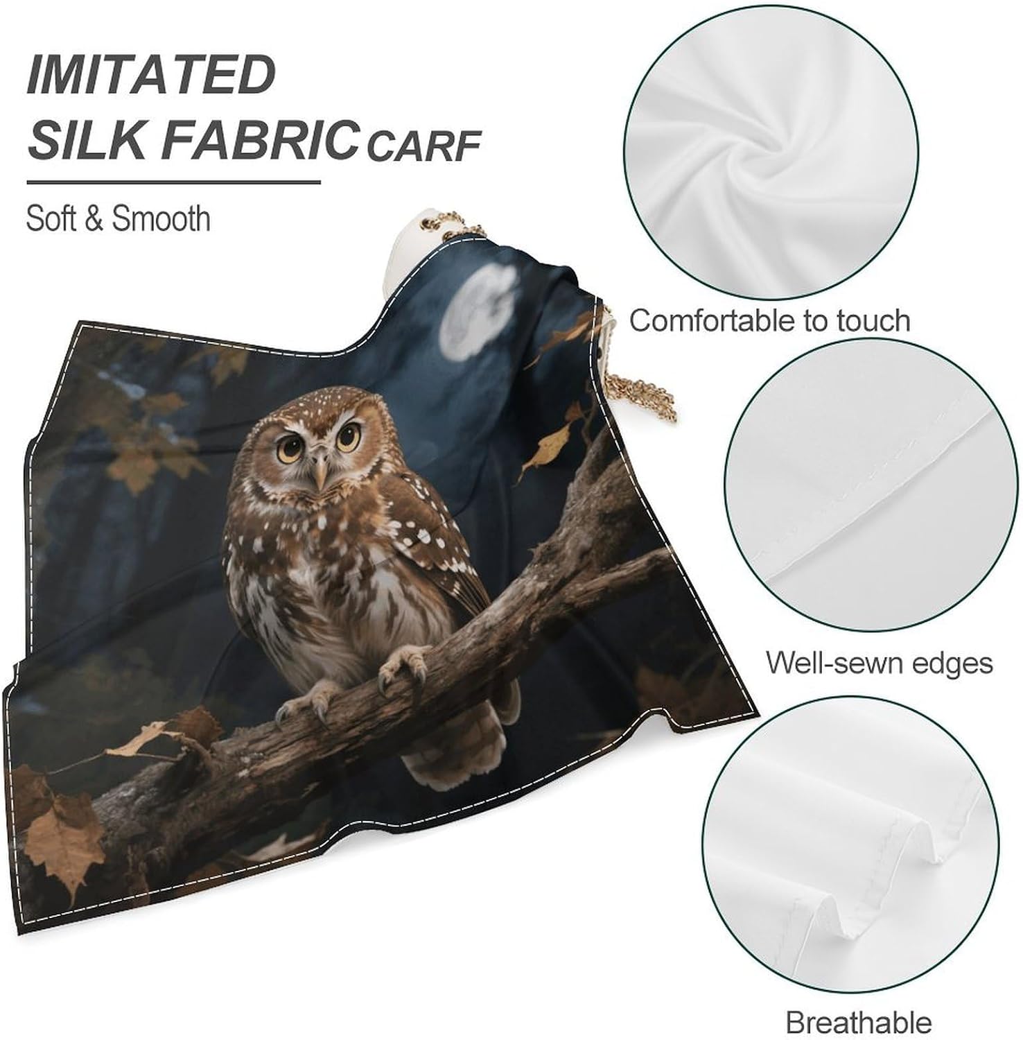 Owl Multi-purpose Bandana Print Square Scarf image 3