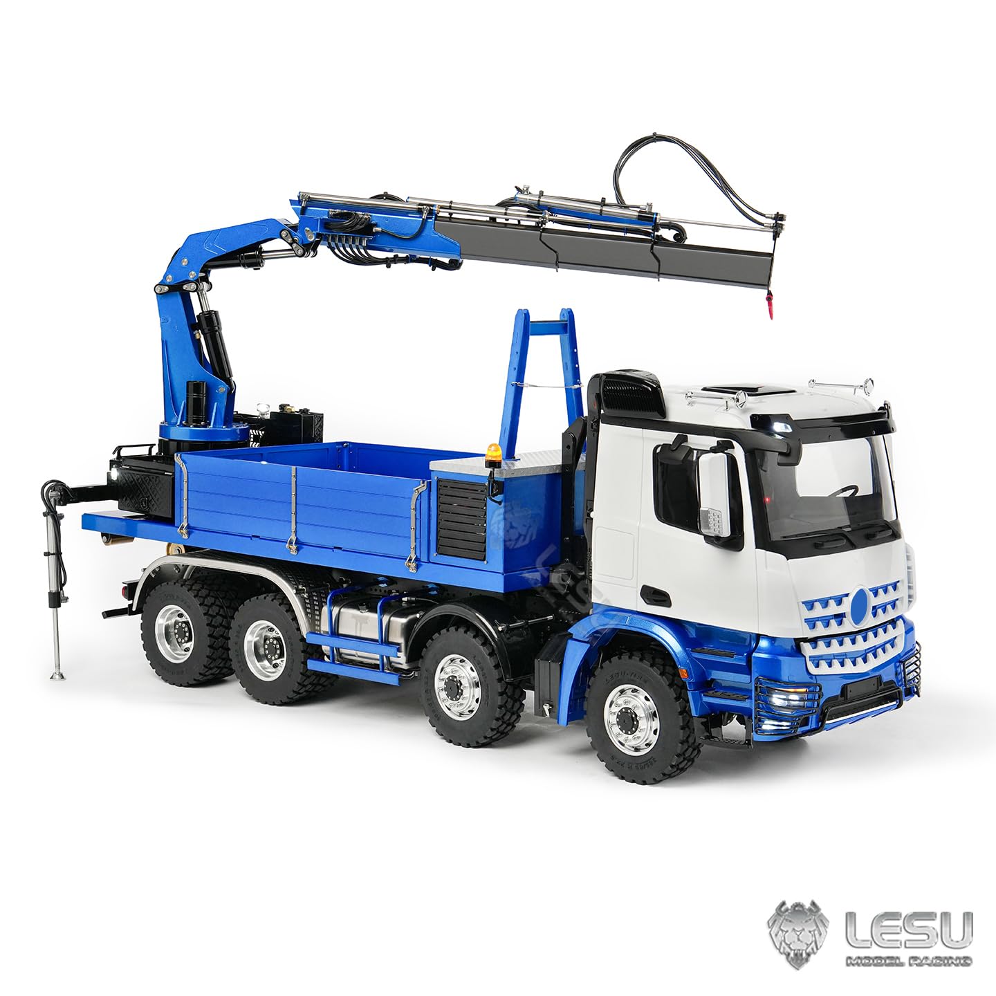 TOUCAN RC HOBBY LESU - Gru idraulica a 2 marce 1/14 RC Roll-On Off Dumper, modello in metallo, telaio 8 x 8, ribaltabile elettrico 2 + 7 CH valvola di bloccaggio