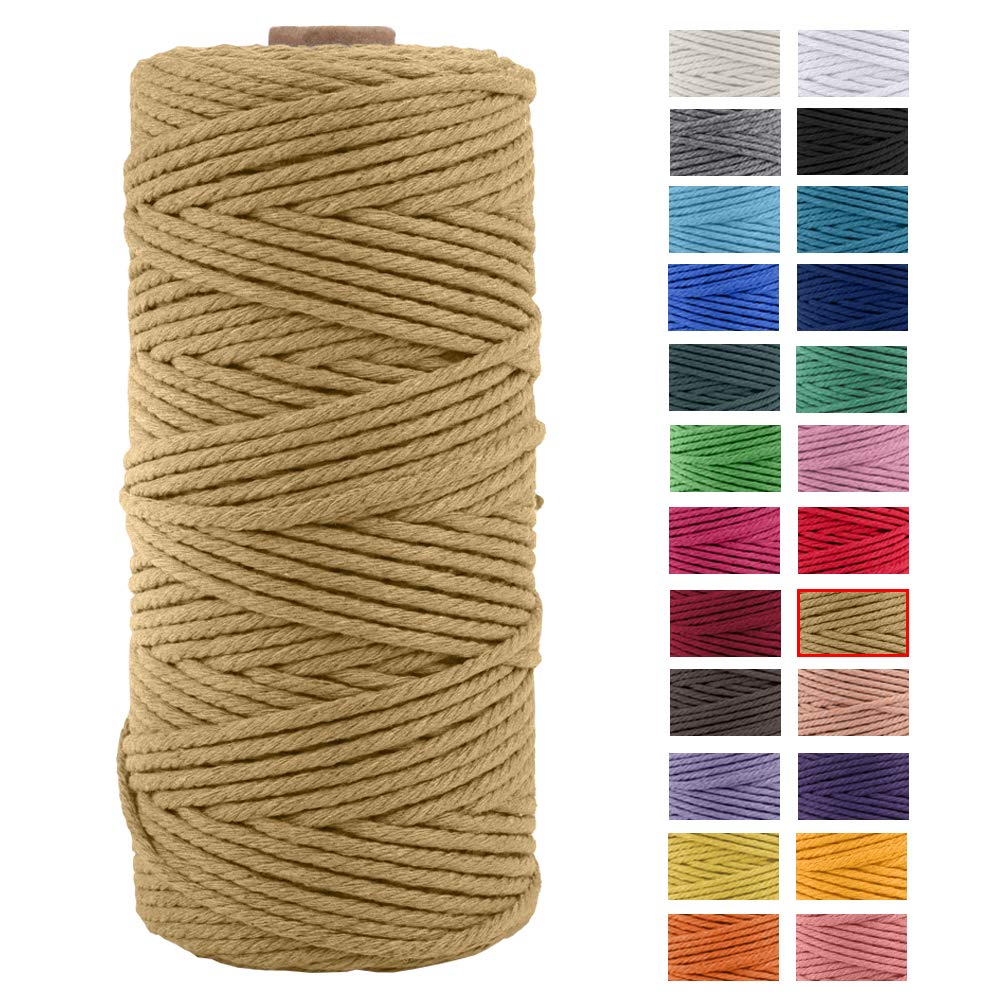 Corde Macramé Coton Naturel 3mm X 100m - 21 Couleurs Au Choix - Pour Suspension Plantes, Décoration DIY