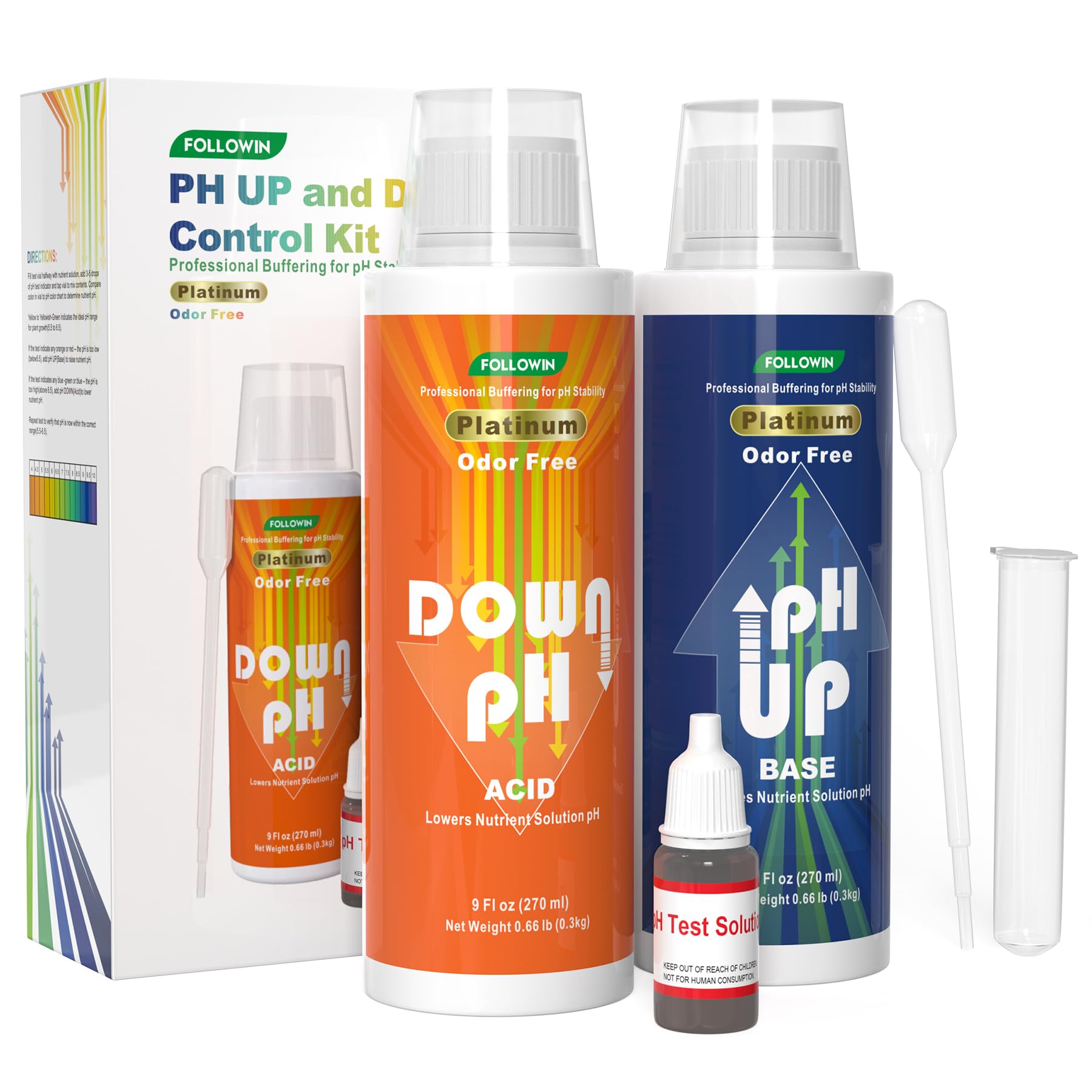 FOLLOWIN pH Up and Down Control Kit for Hydroponics and Soil Gardens
