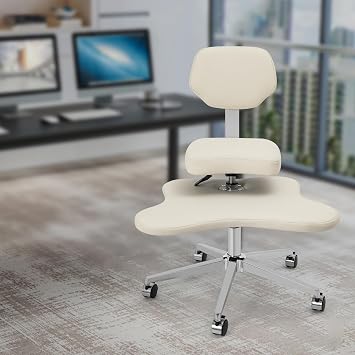 Cross Legged Office Chair, Criss Cross Desk Home Meditation Chair, Adjustable Design Criss Cross Chair with Wheels, for Offices, Bedrooms, Living Rooms, and Study Rooms (Ivory White)