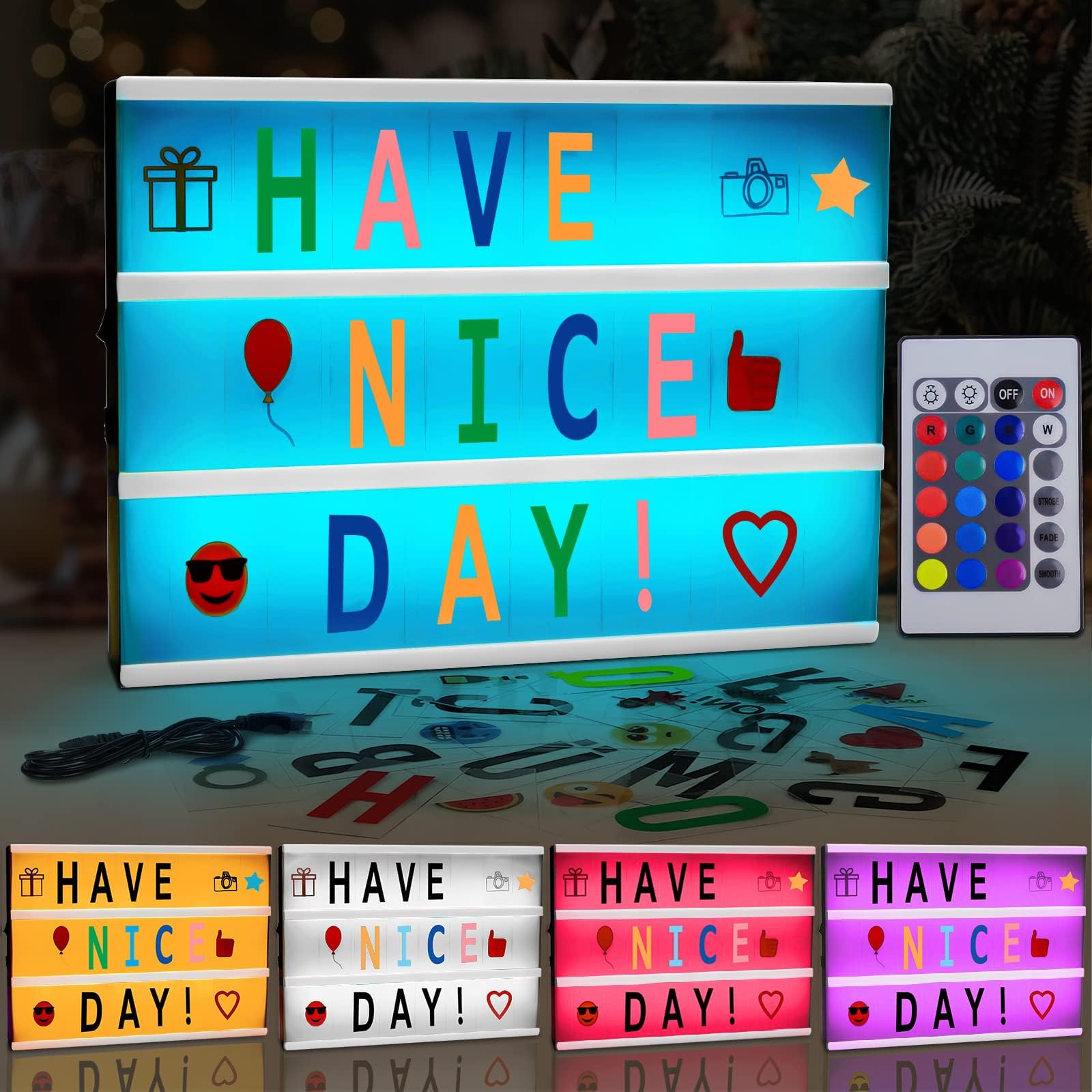 Light Box LED 16 Couleurs Changeantes - Boîte Lumineuse Avec 351 Étiquettes - Décoration Maison/Bureau