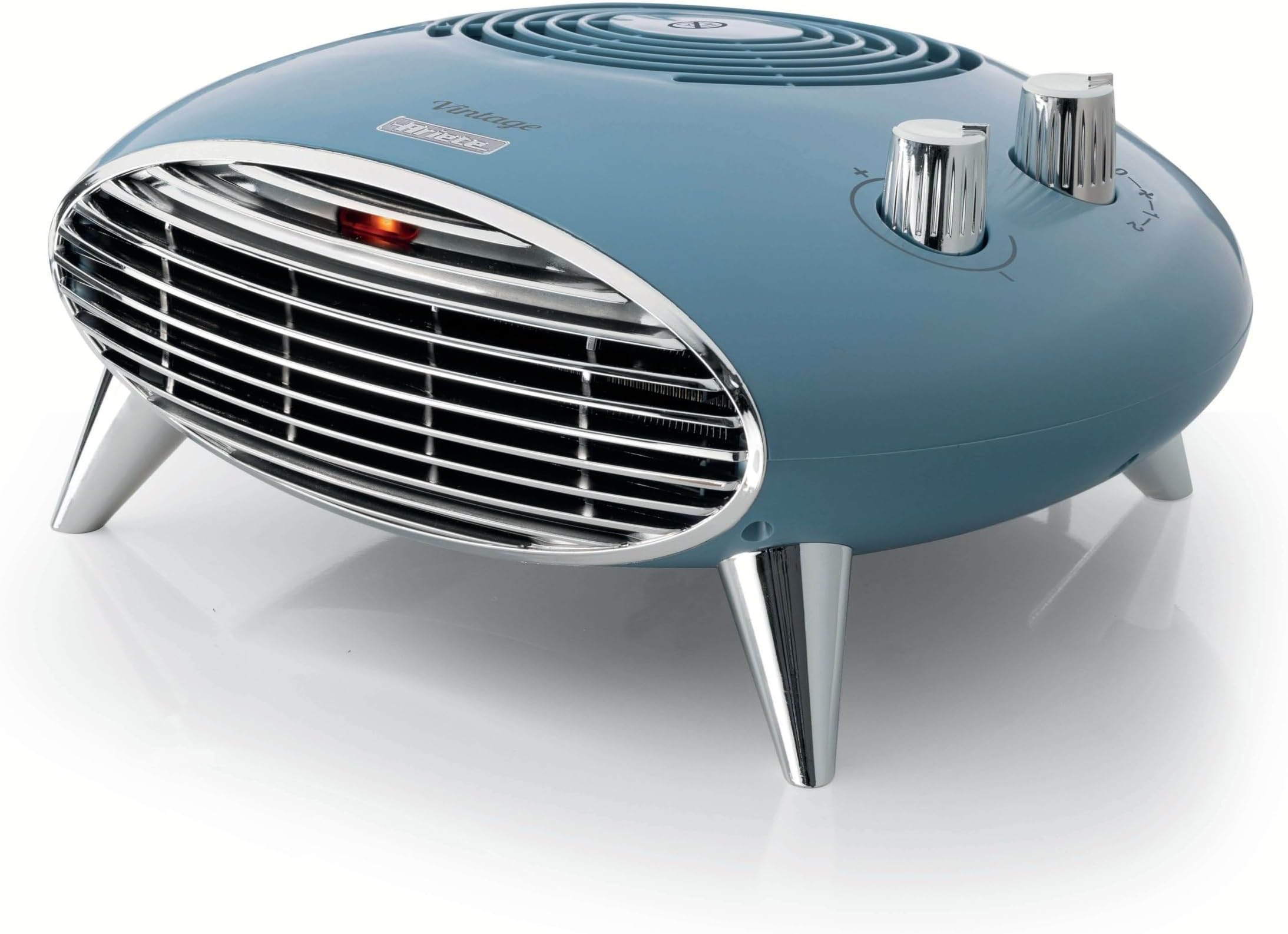 Ariete 8211 Table heater, electric heater, 2000W, thermostat, silent, grill and chrome legs, light blue