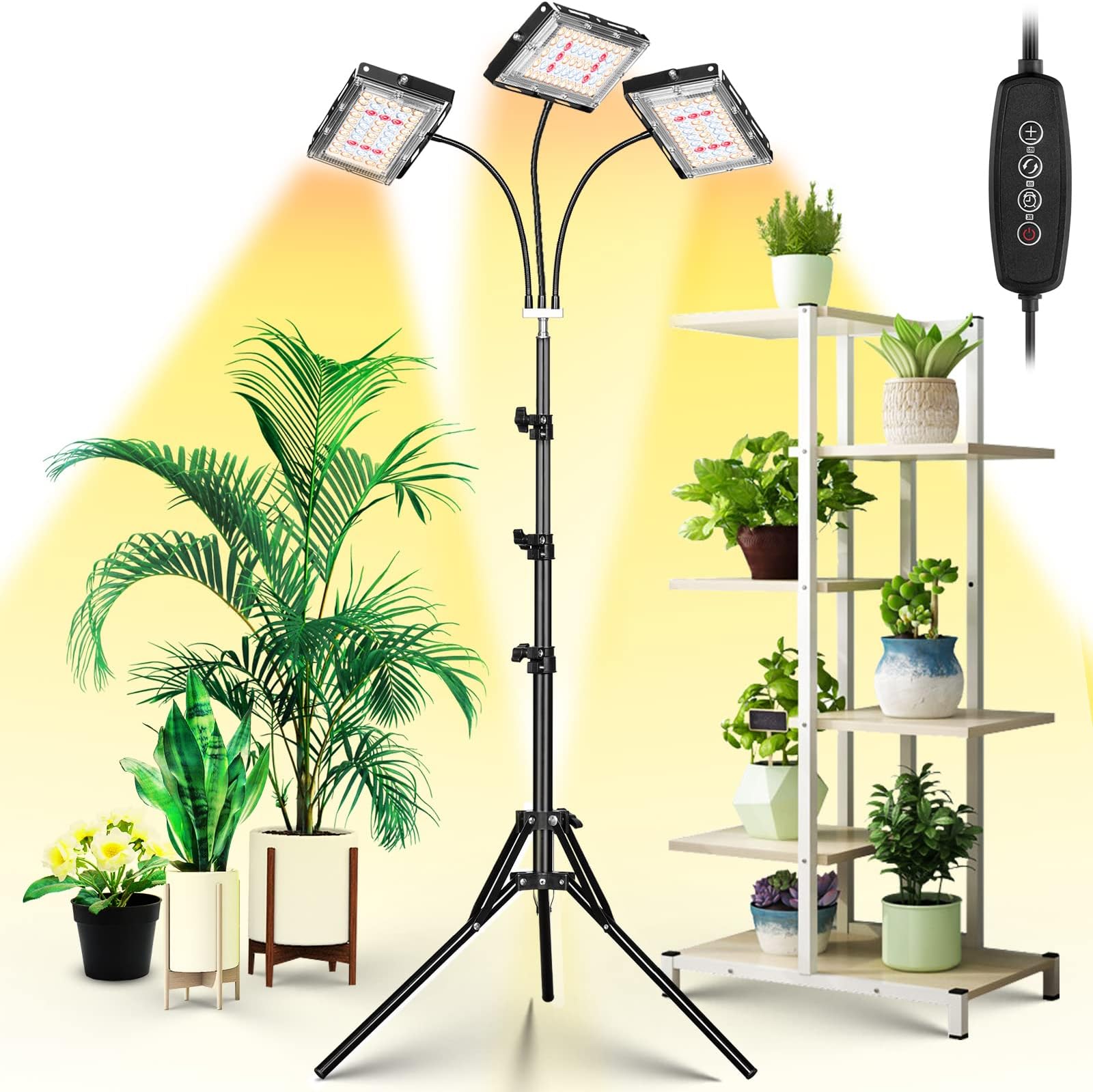 Amazon.com : LBW Grow Light with Stand, Tri-Head LED Plant Light for ...