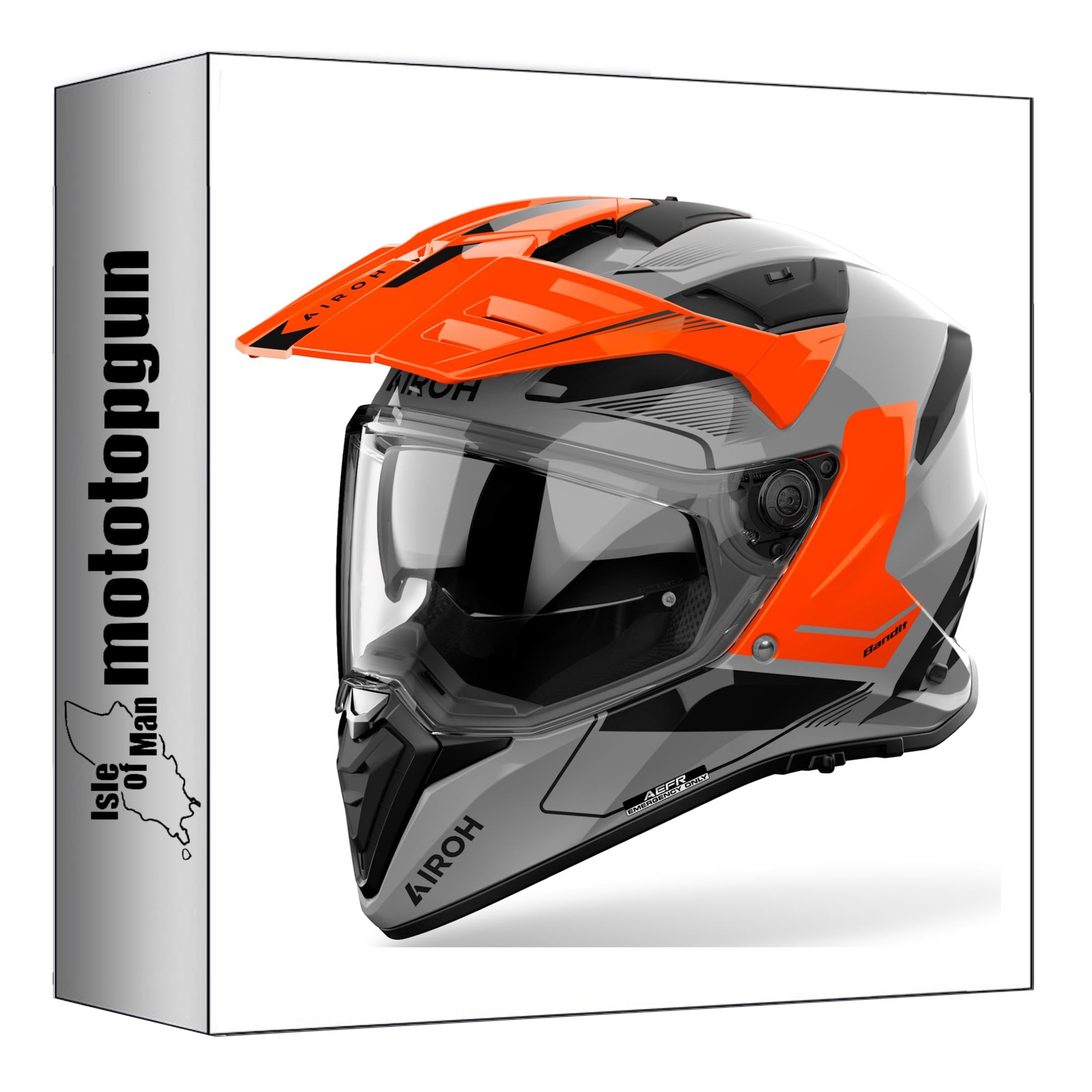 Casque de moto Airoh Bandit bat32 Tune intégral orange brillant