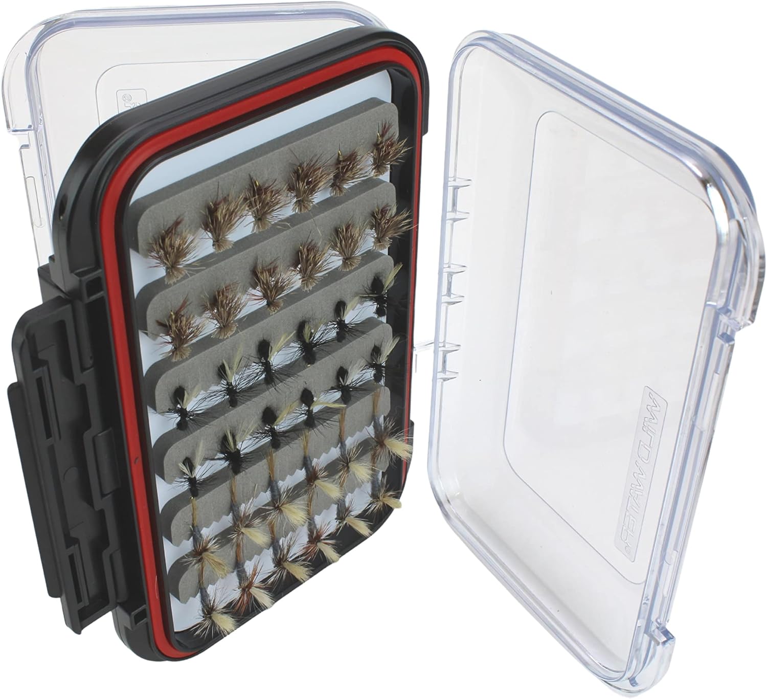 Wild Water Fly Fishing Dry Fly Assortment, 72 Flies with Large Fly Box Size 12 & 14 for Trout, Panfish and Other Lake & River Fish