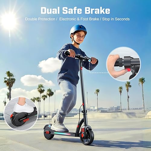 Miniatura 71 de Caroma Patinete eléctrico para niños de 6 a 14 años, motor de 250 W/180 W/150 W y 15 mph, tiempo de conducción de 85 minutos, altura y velocidad