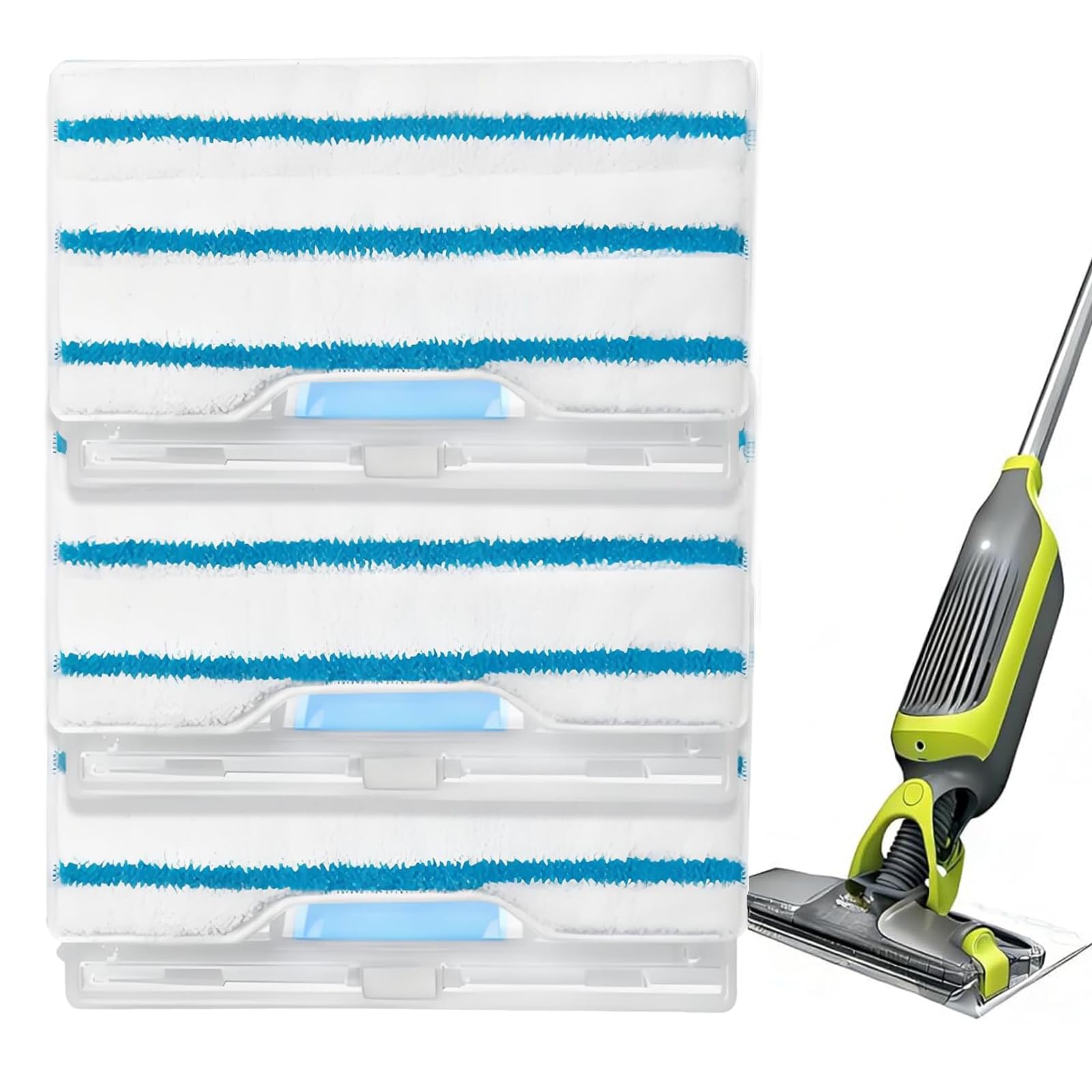 HARY Für Shark VacMop Pads wiederverwendbare Ersatzpads mit Schmutzkammer, Mikrofaser-Wischmopp-Nachfüllpackung, kompatibel mit Shark VM200, VM205, VM250, VM252 für Hartbodenreinigung (Blau und Weiß)