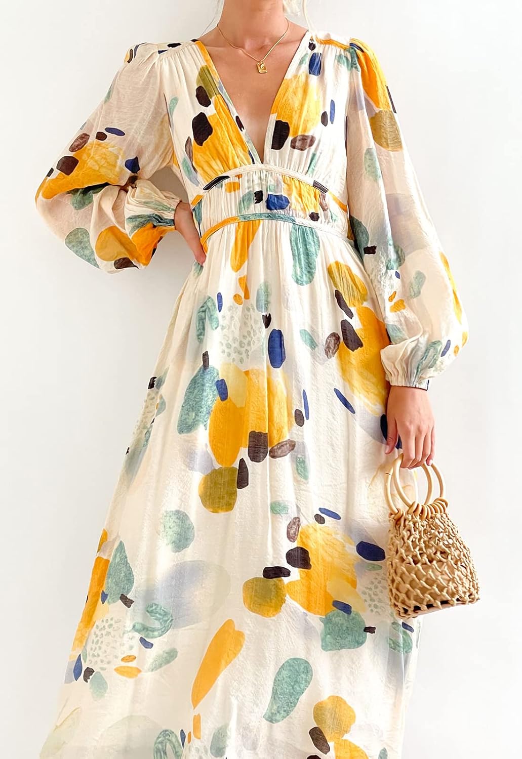 Women's Long Sleeve Floral Maxi Dress 2026 Spring Summer Wedding Guest Dress - Image 2