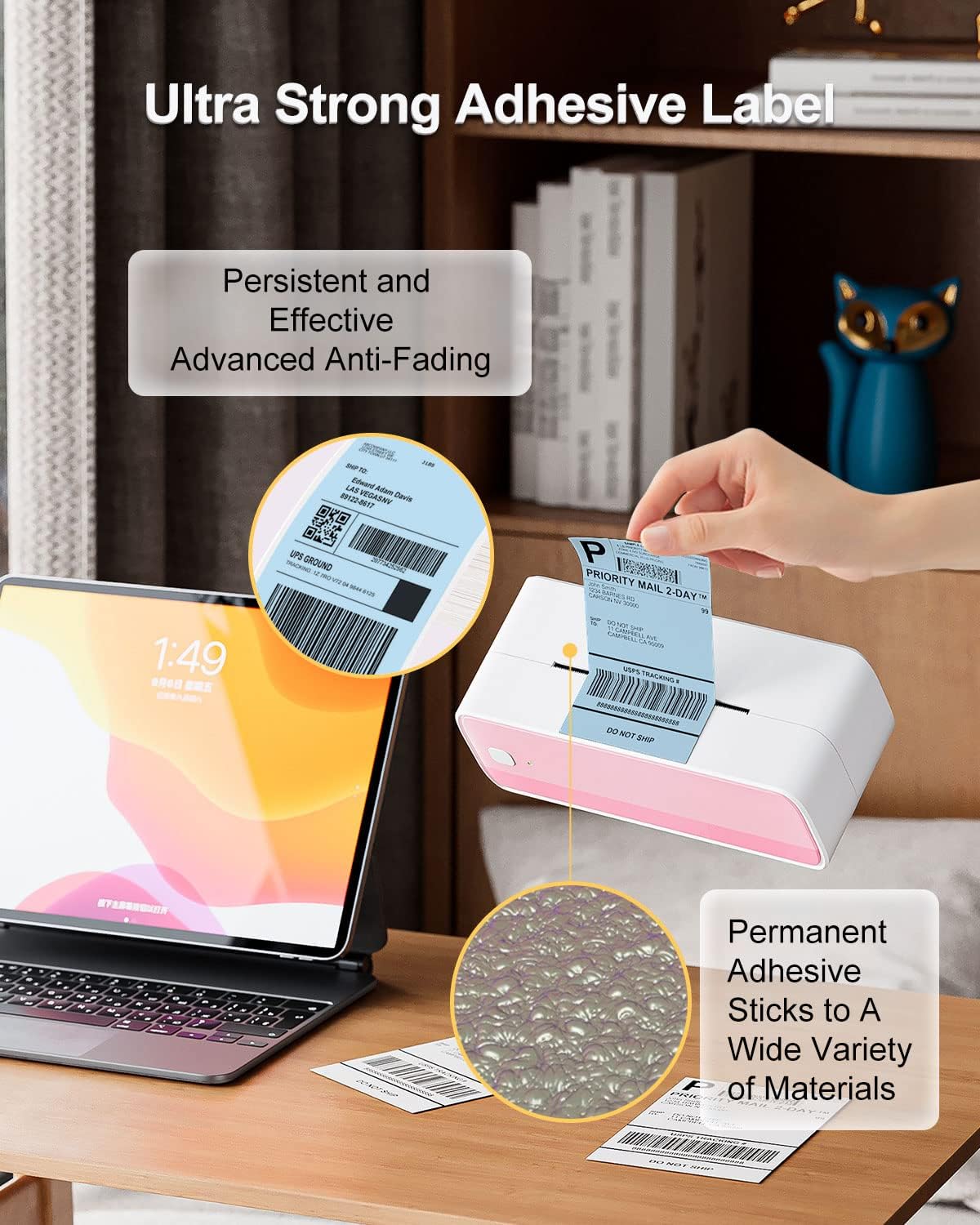 Phomemo 4x6 Thermal Labels for Shipping Label Printer - 500PCS Blue Mailing Labels - 4x6 Direct Thermal Label Fanfold Compatible with Rollo,MUNBYN,JADENS,POLONO,Nelko - Water/Oilproof - NO BPA/BPS - Image 7