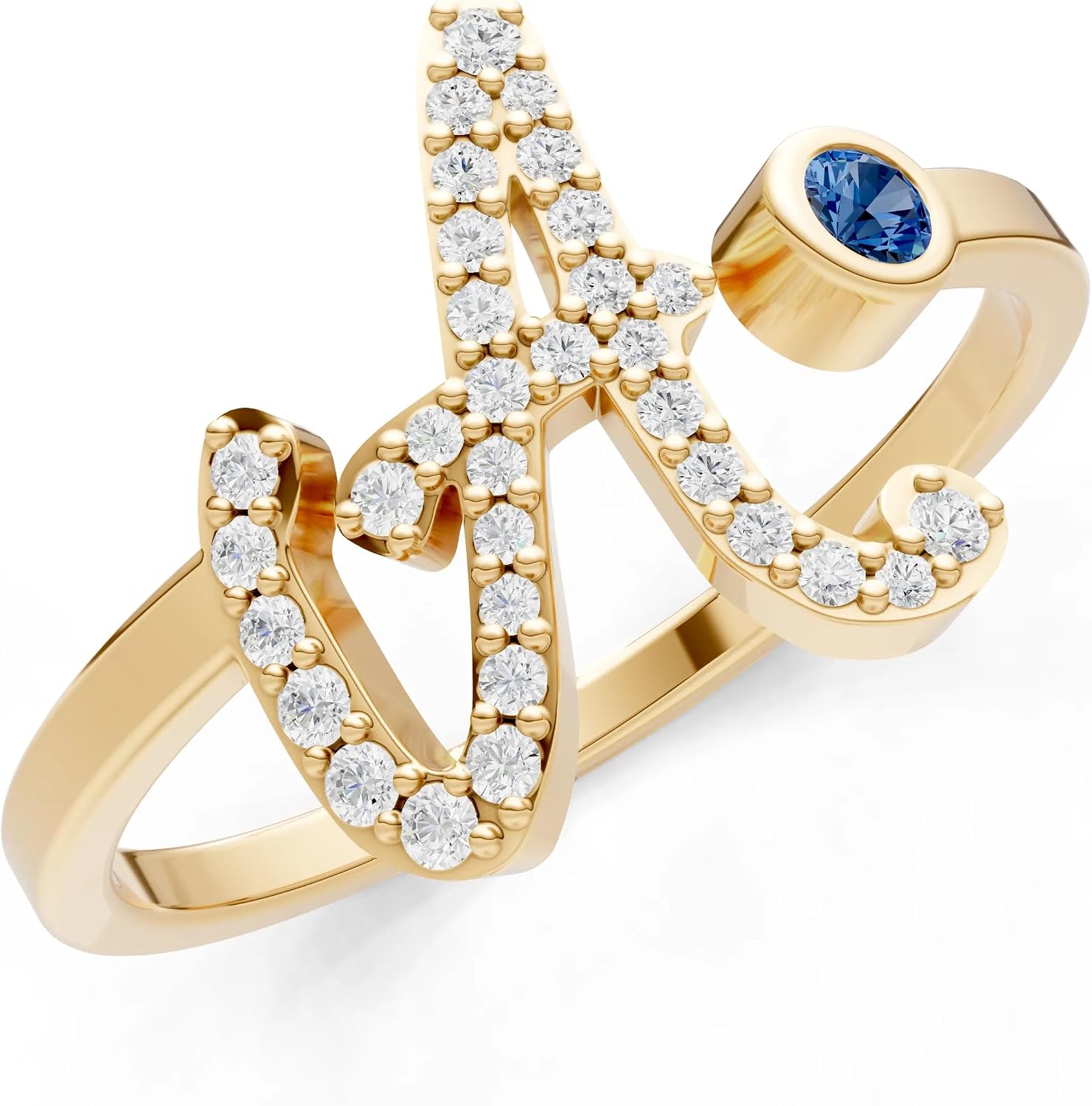 PEORA Round Cut London Blue Topaz Band Available in Solid 10K, 14K or 18K Ring – White, Yellow or Rose Gold