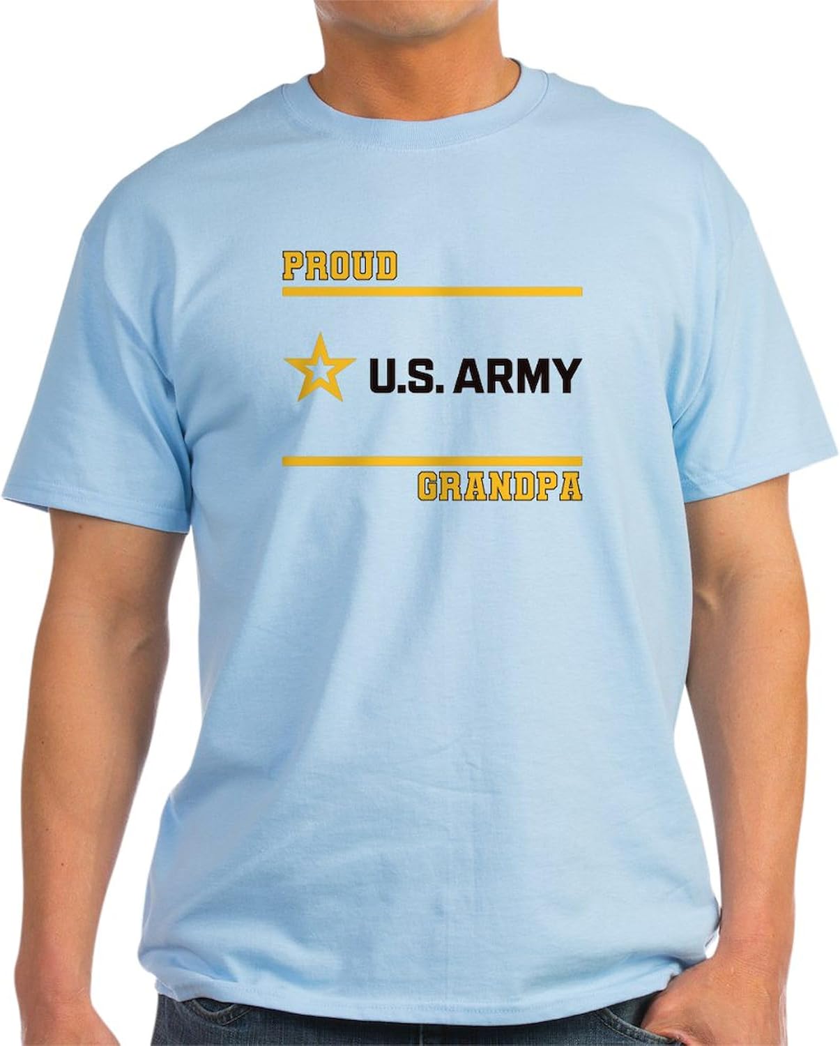 CafePress Proud Army Grandpa Black and Gold T Shirt Men's 100% Cotton, Classic Graphic Light T-Shirt