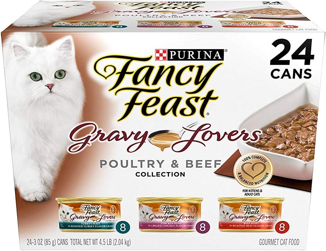 Purina Fancy Feast Gravy Lovers Poultry & Beef Feast Collection Wet Cat Food Variety Pack - (48) 3 Oz. Cans