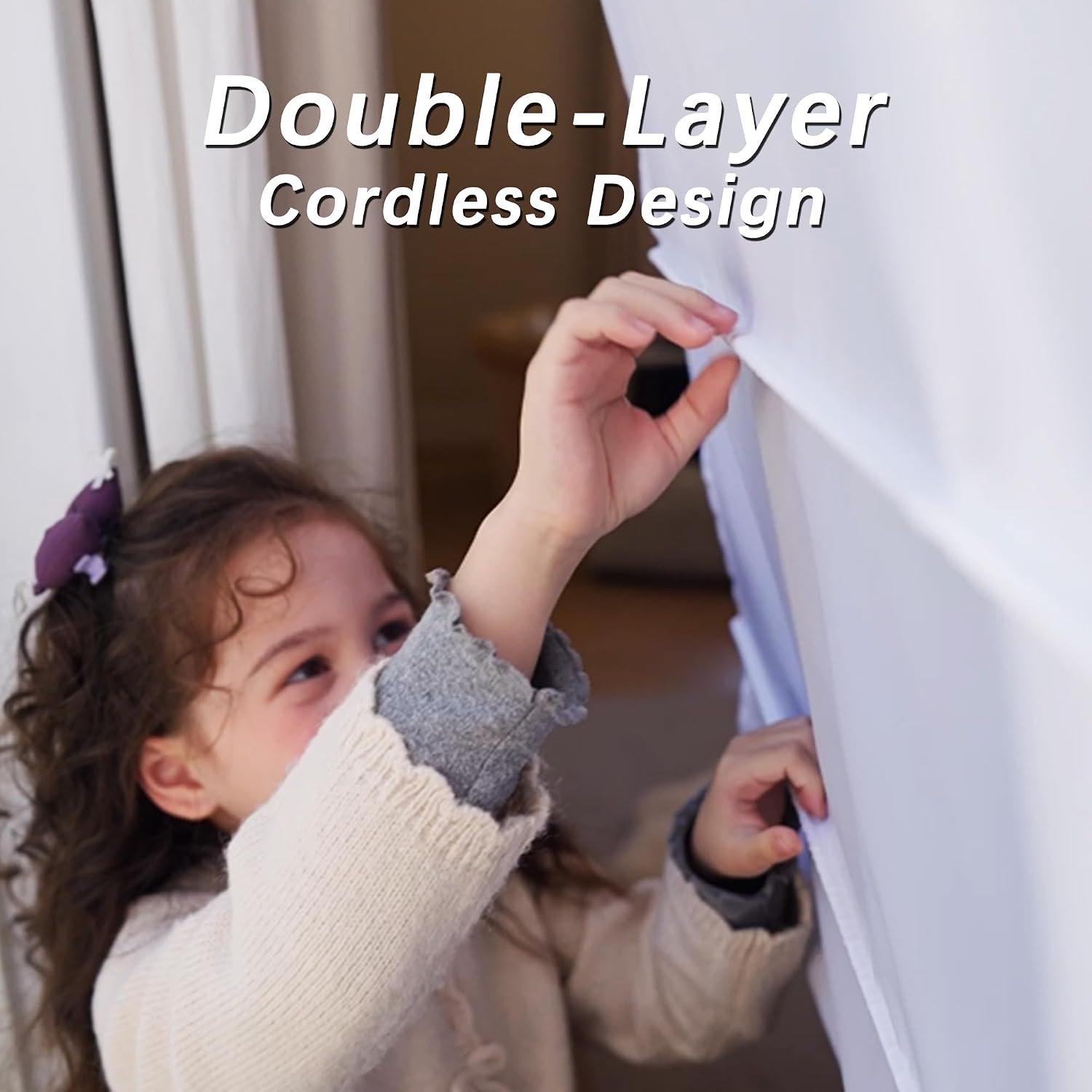Floral Cordless Roman Shades for Indoor Windows, White Waterproof Backing