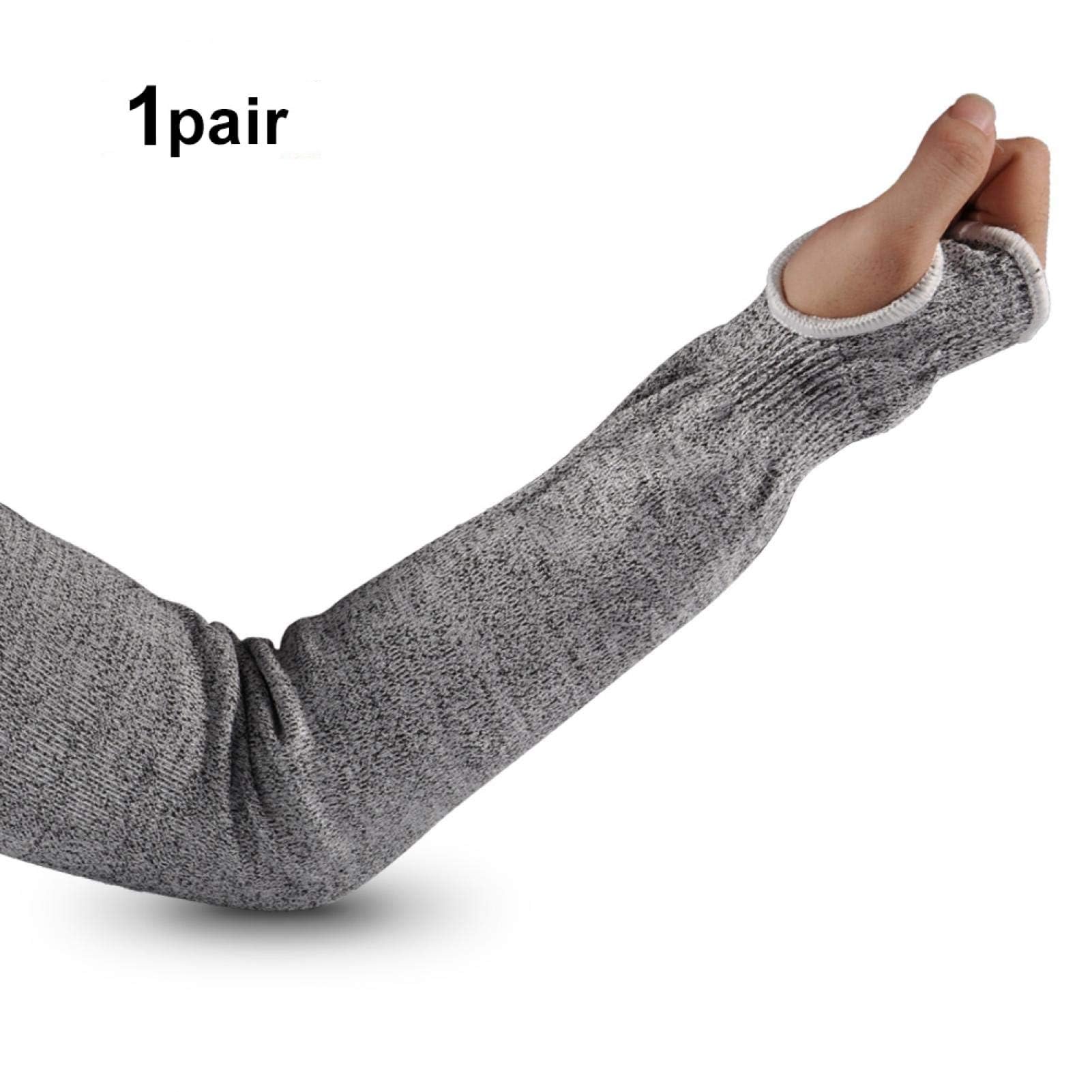 Manchons en tricot résistants aux coupures, 45cm/17,71 po manchons de protection pour le jardinage avec trou pour le pouce protège-bras résistant aux perforations pour les travaux à haut risque