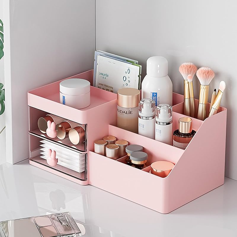 Organizador de maquiagem YUTAOWH com gavetas, 12 compartimentos, rosa