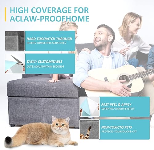 Miniatura 3 de Cinta disuasoria de arañazos para gatos, 16 protectores de muebles antiarañazos contra gatos, protectores de esquinas de sofá, patas adhesivas para