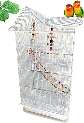 Jaula grande de 38 pulgadas para pájaros con techo doble con juguetes para cacatúas, periquitos de sol, mejillas verdes, conures, periquitos, Jaula grande de 38 pulgadas para pájaros con techo doble con juguetes para cacatúas, periquitos de sol, mejillas verdes, conures, periquitos,