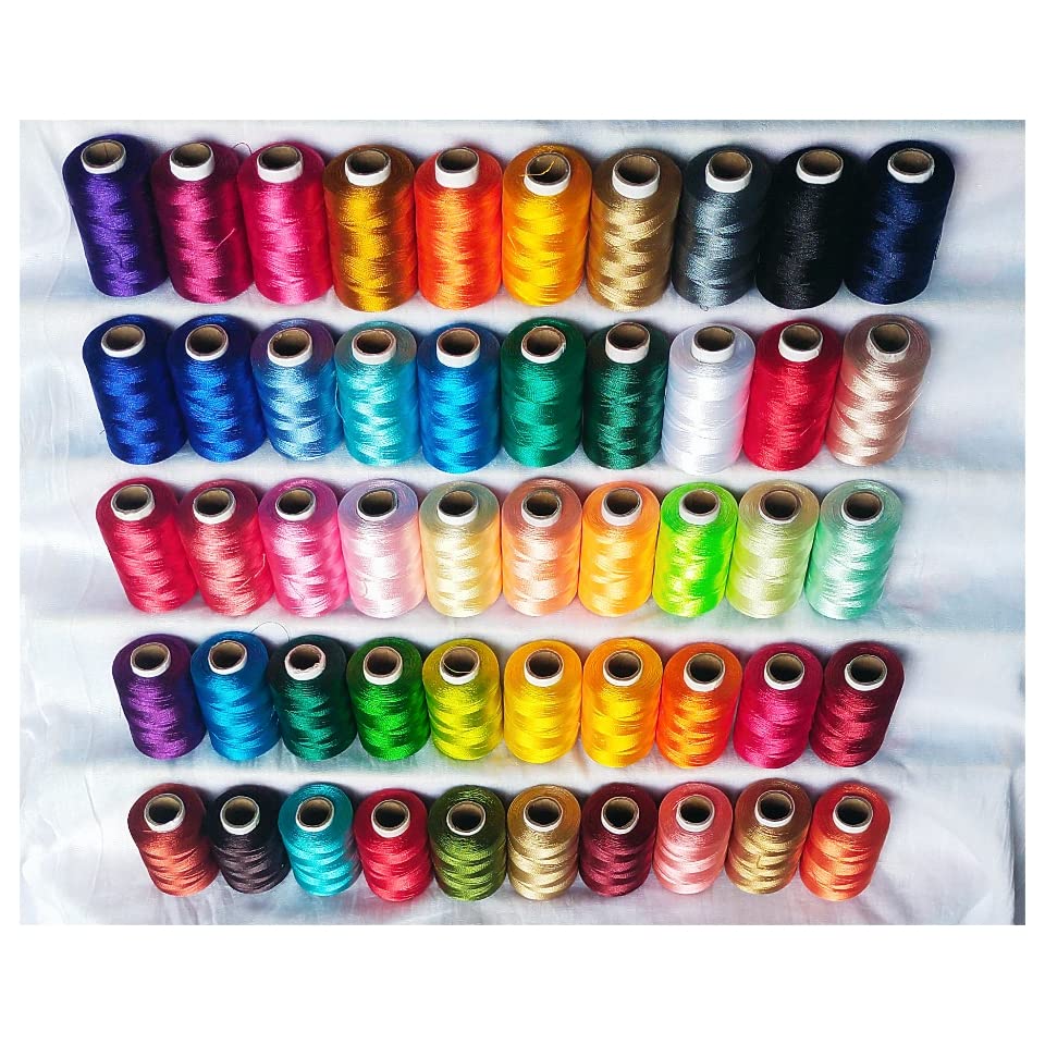 Boss poly Silk Embroidery Threads Light and Dark Colors 50 Pcs 900m Approx. Combo Pack