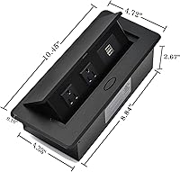 Vista 5 de Regleta de Alimentación Certificada UL, Kungfuking Caja de Toma de Corriente Emergente de Escritorio con Puertos de Carga USB Duales, Receptáculo