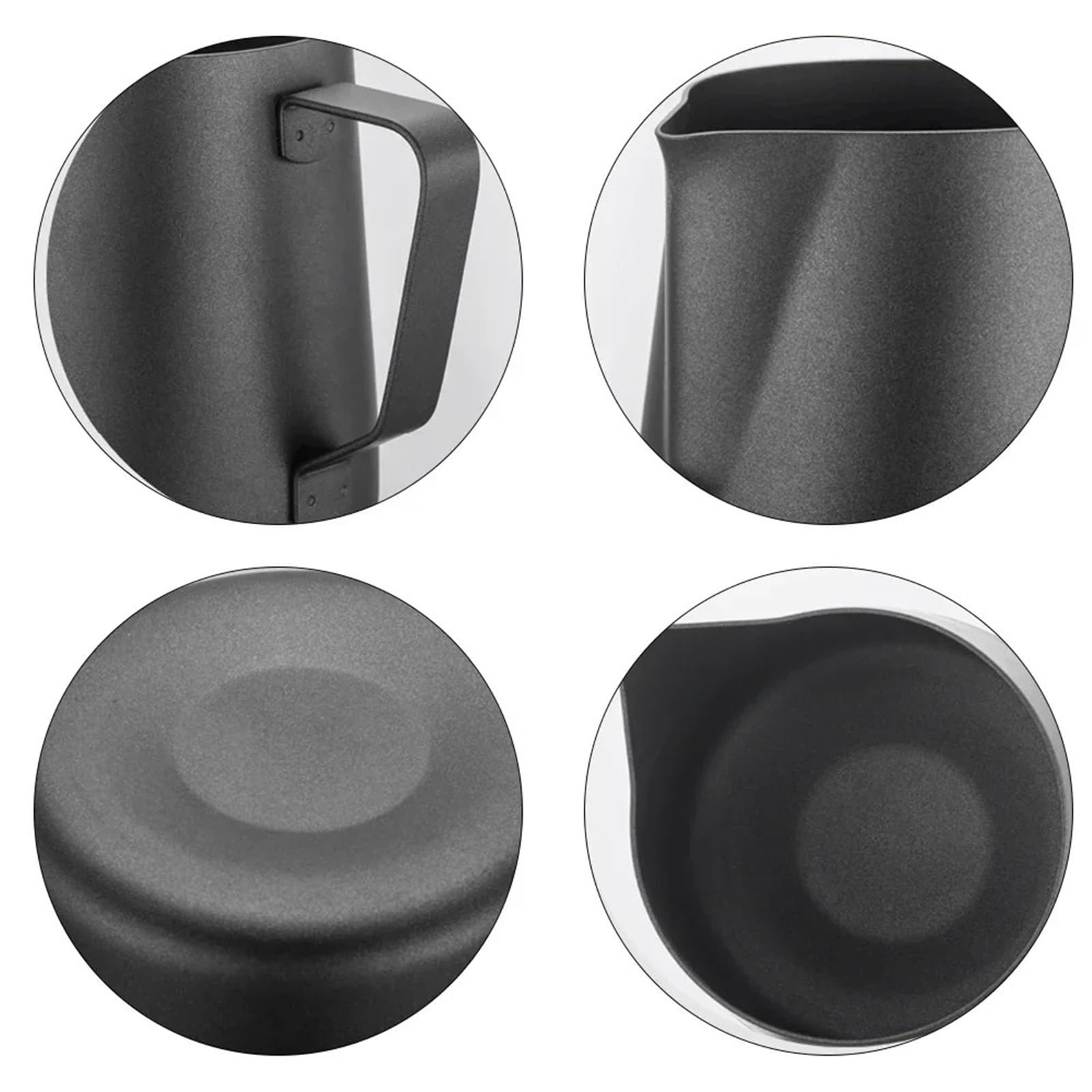 Jarra de espuma leche acero inoxidable, herramienta Barista, café, Latte, 2 uds Para Espumar(Black,350ml)