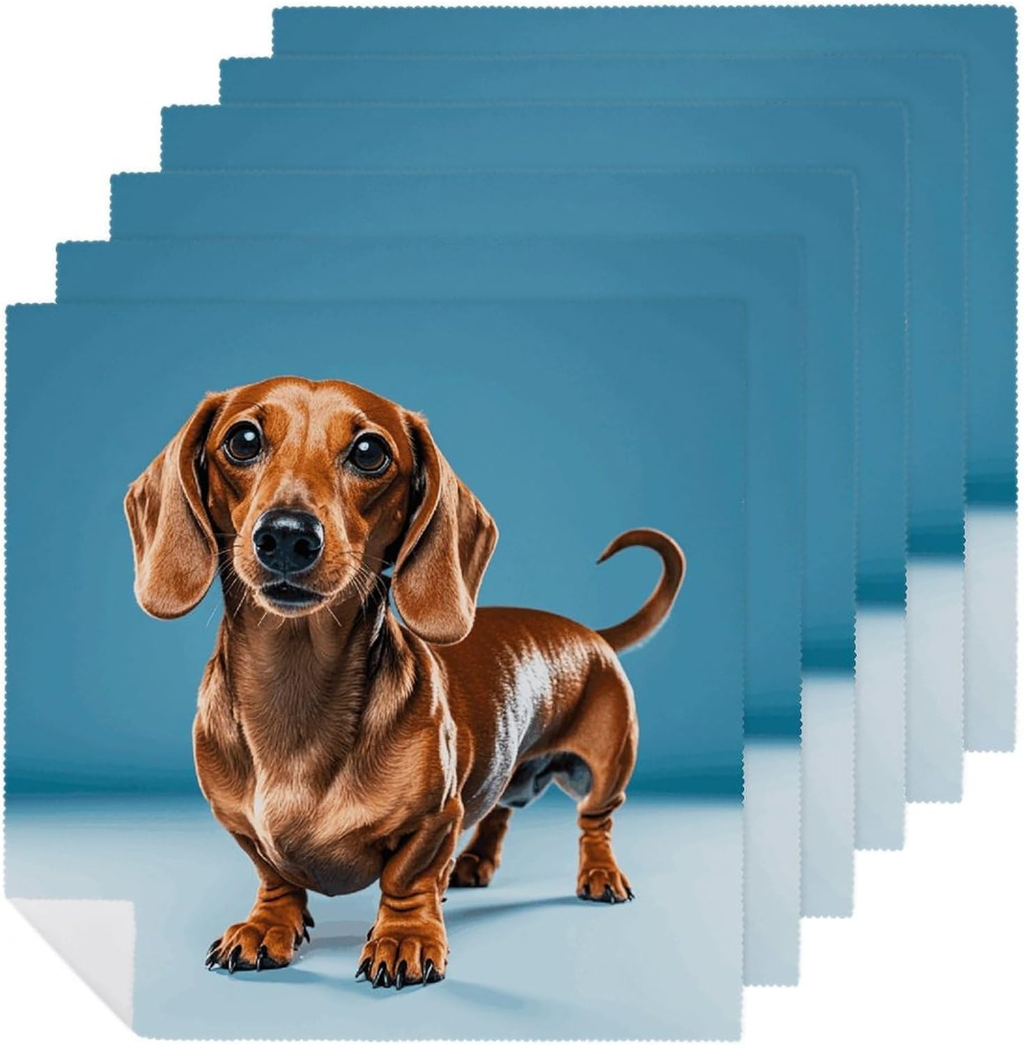 6 PCS Cloth Napkins Dachshund Weiner Pet Dog Reusable Satin 18.7x18.7 Inch Washable Soft Table Napkins for Dining Wedding, Holiday Decor & Eco-Friendly Kitchen Gifts