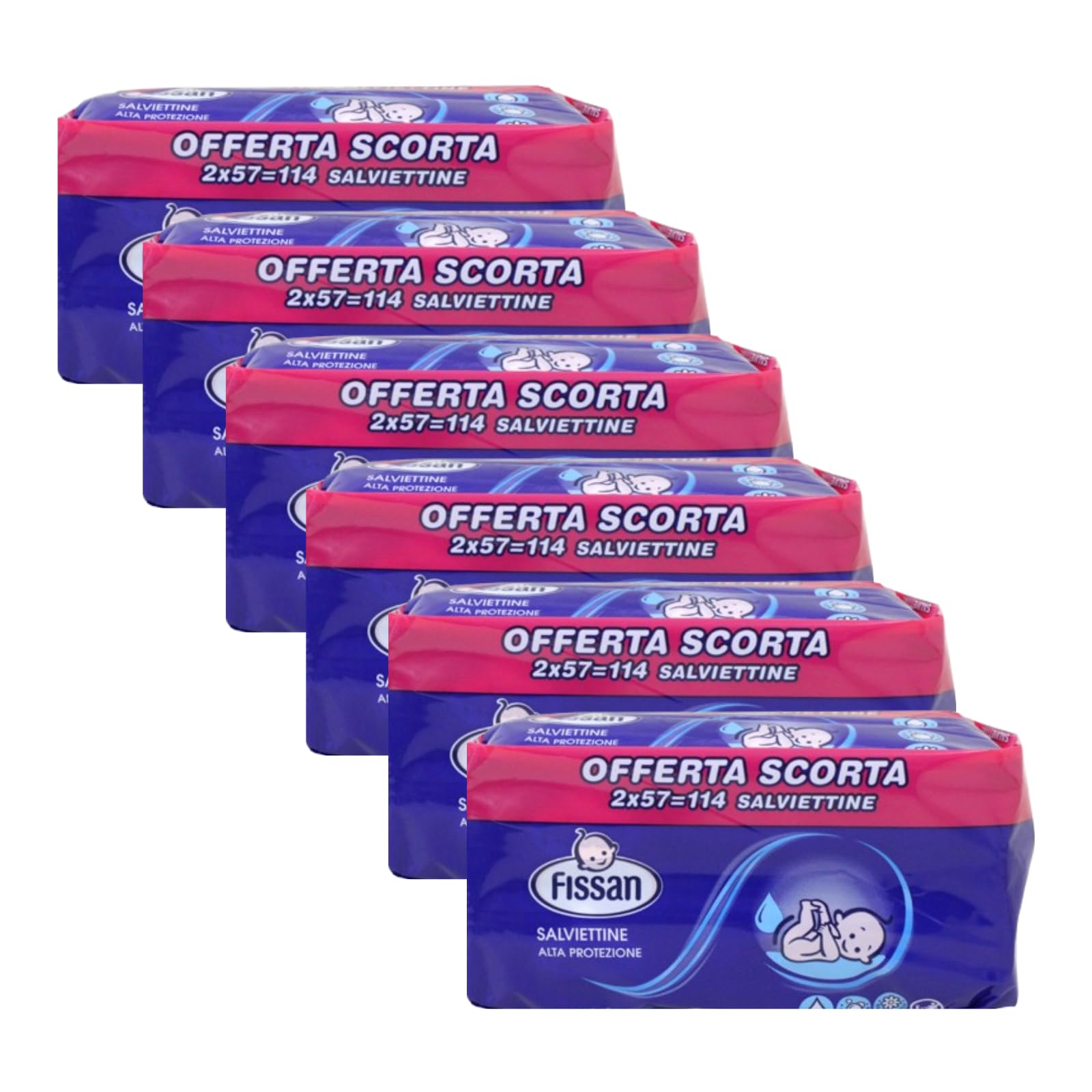 FISSAN Salviettine Alta Protezione Neonati Bambini 96% Ingredienti Naturali Zinco 12 Confezioni 684 Pezzi