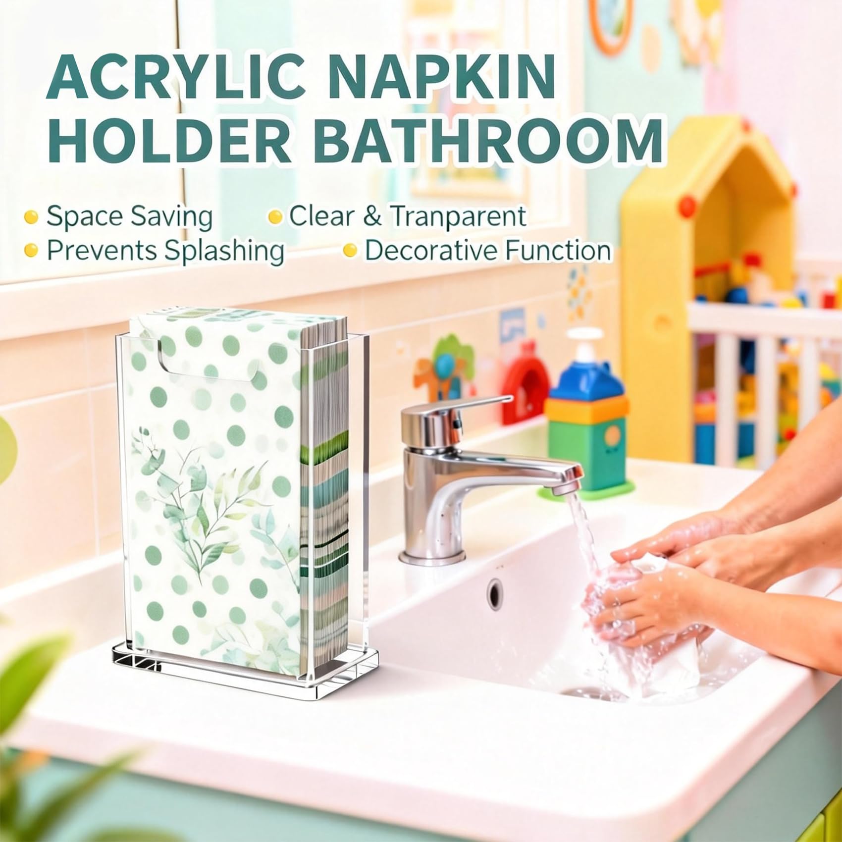 Servilletero acrílico transparente vertical para invitados, dispensador de toallas de 4 mm de grosor, impermeable, apilable, para baño, cocina, comedor, hogar, hotel, regalo moderno (vertical)
