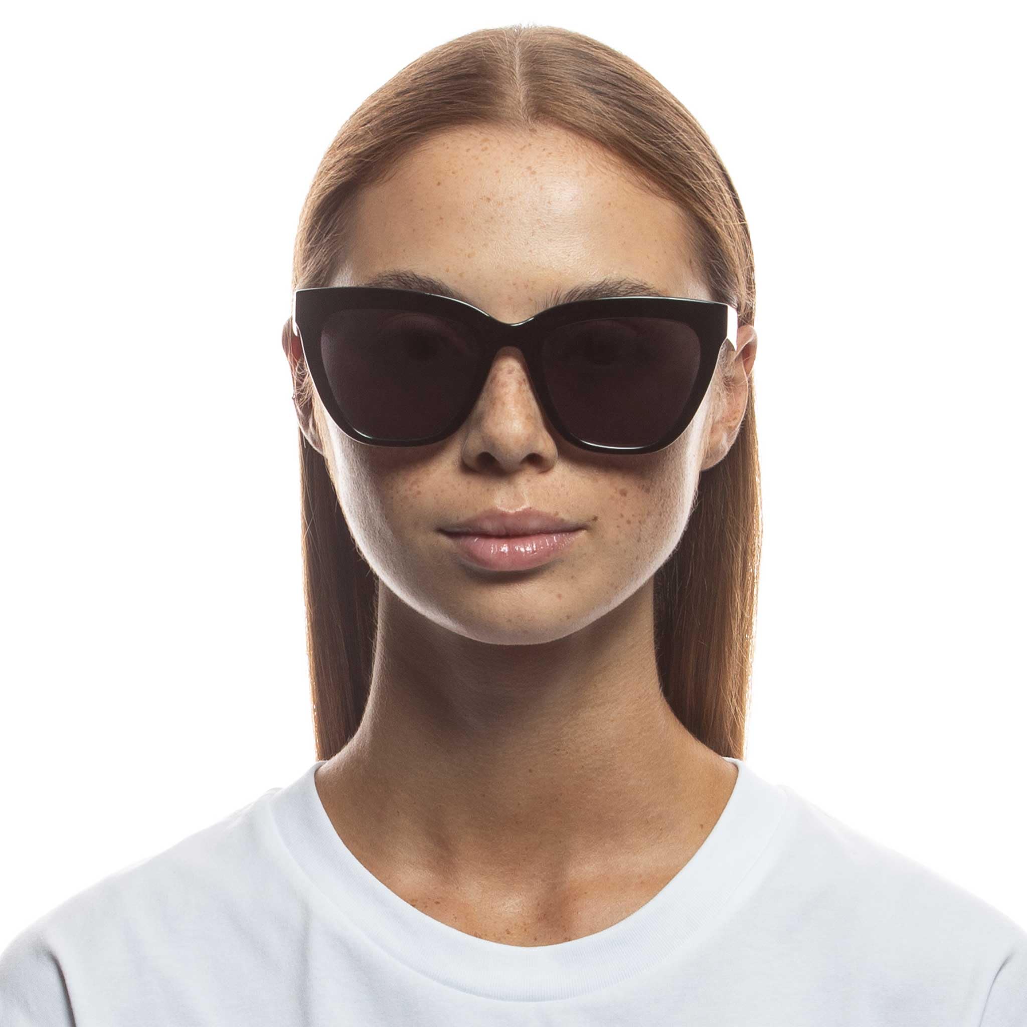 Le Specs ENTHUSIPLASTIC BLACK - Sonnenbrille für Damen CAT-EYE Rahmenform mit hohem UV-Schutz LSU2229565