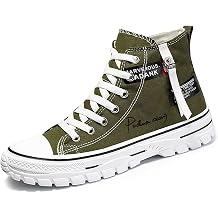 Mens High Top Canvas Shoes Casual Walking Skate Sneakers for Men Fashion Trendy Comfort Shoes with Soft Out-Sole
