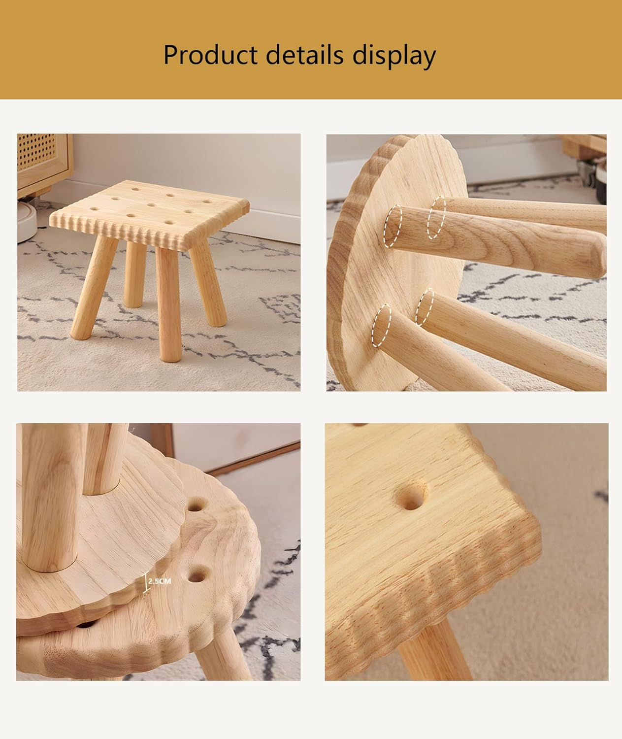 Solid Wood Biscuit Small Stool, Household Small Stool, Living Room Low Stool, Shoe Stool, Balcony Leisure Stool